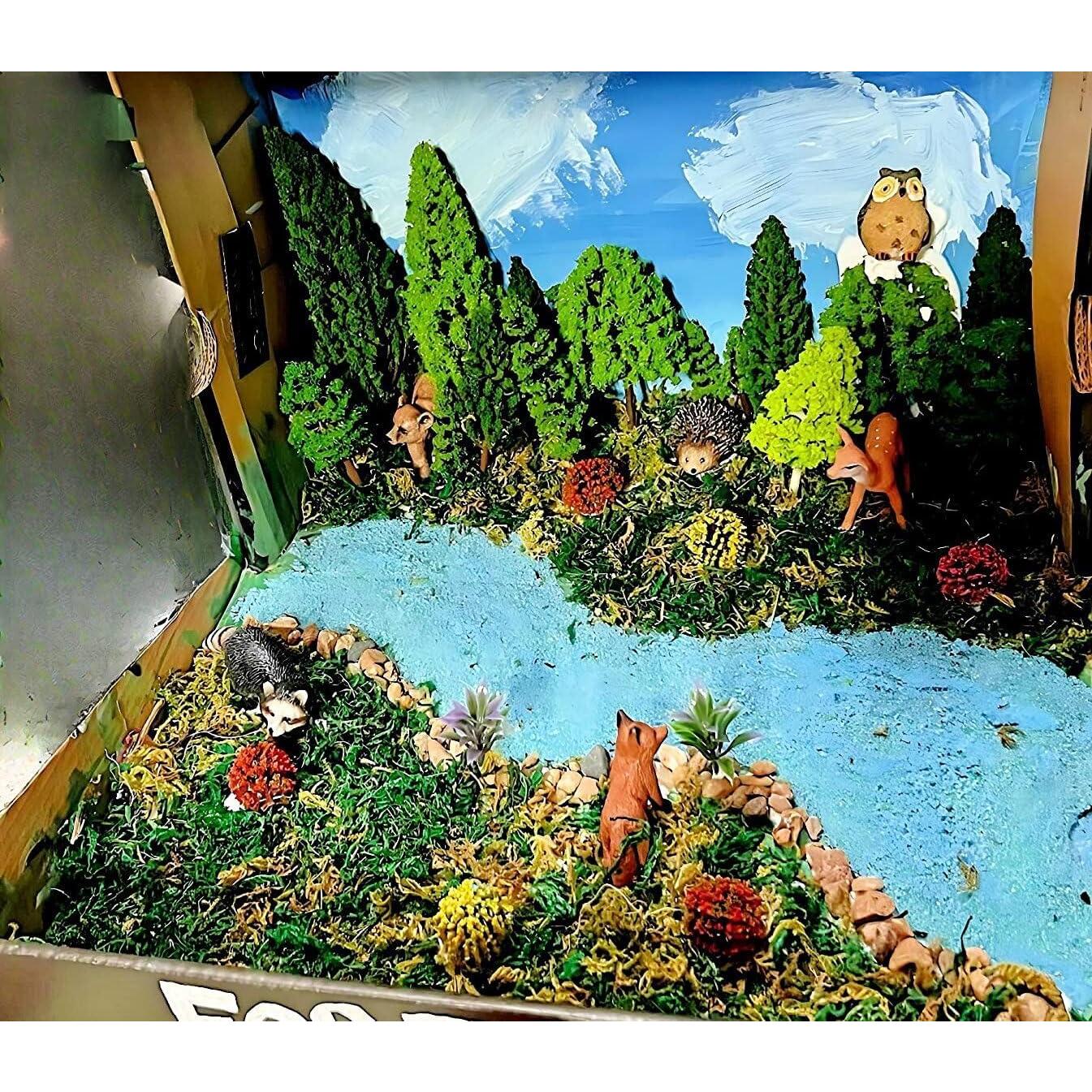 48pcs Árboles y Figuras de Animales para Escenografía de Trenes