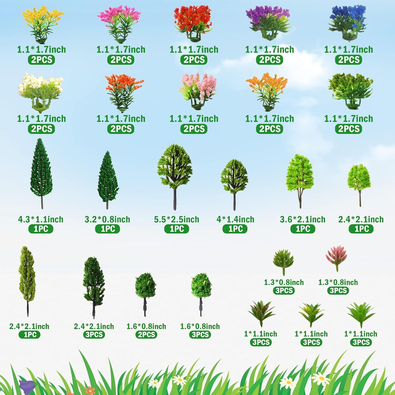 50 Piezas Árboles de Modelo MOMOONNON para Diorama 2.5g