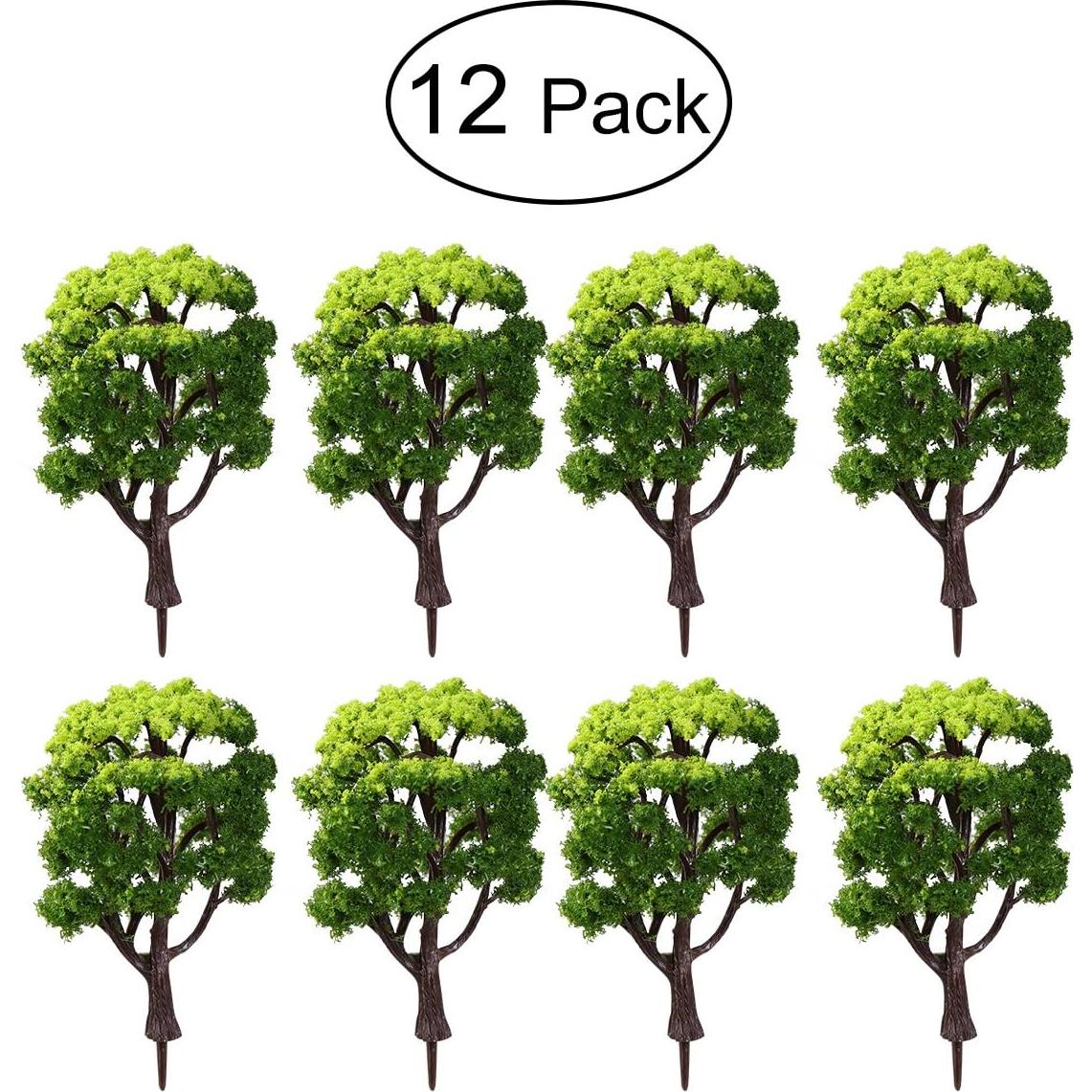 12 Árboles Miniatura WINOMO para Modelismo Escala 1:50 Verde