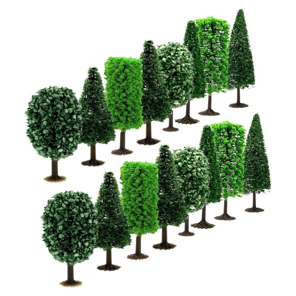 16 Árboles en Miniatura Baryuefull para Diorama Verde