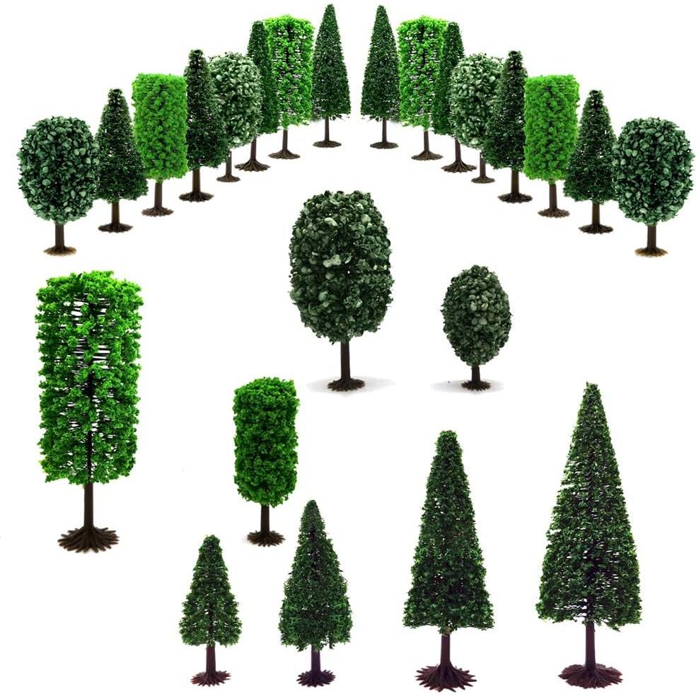 16 Árboles en Miniatura Baryuefull para Diorama Verde