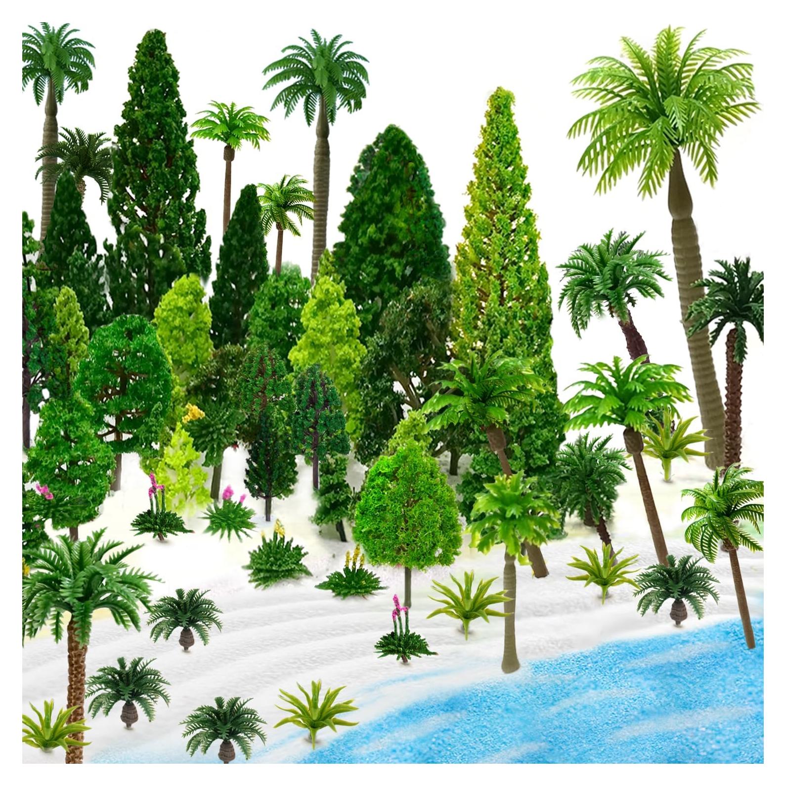 Árboles de Modelo QuarenDen 36 Pcs Verde y Palma para Diorama