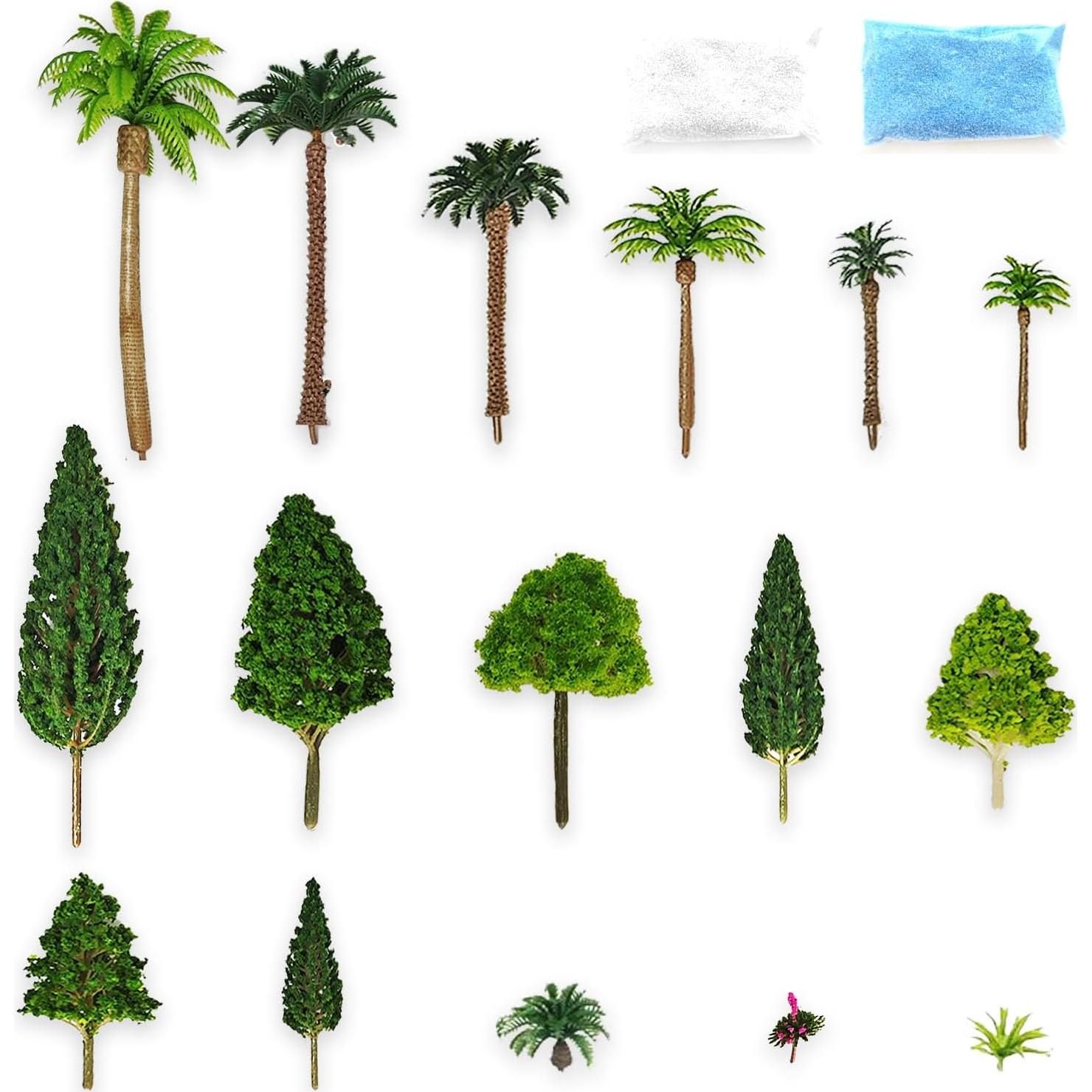 Árboles de Modelo QuarenDen 36 Pcs Verde y Palma para Diorama