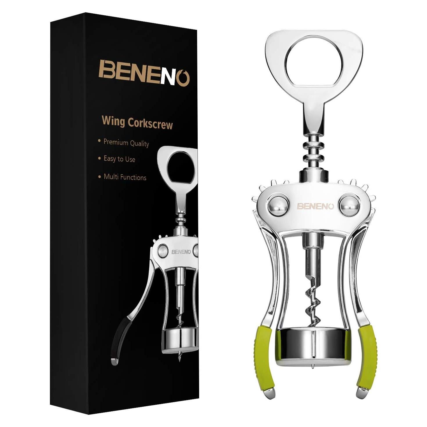 Abridor de Vino Beneno K1O3 Sacacorchos de Ala Verde