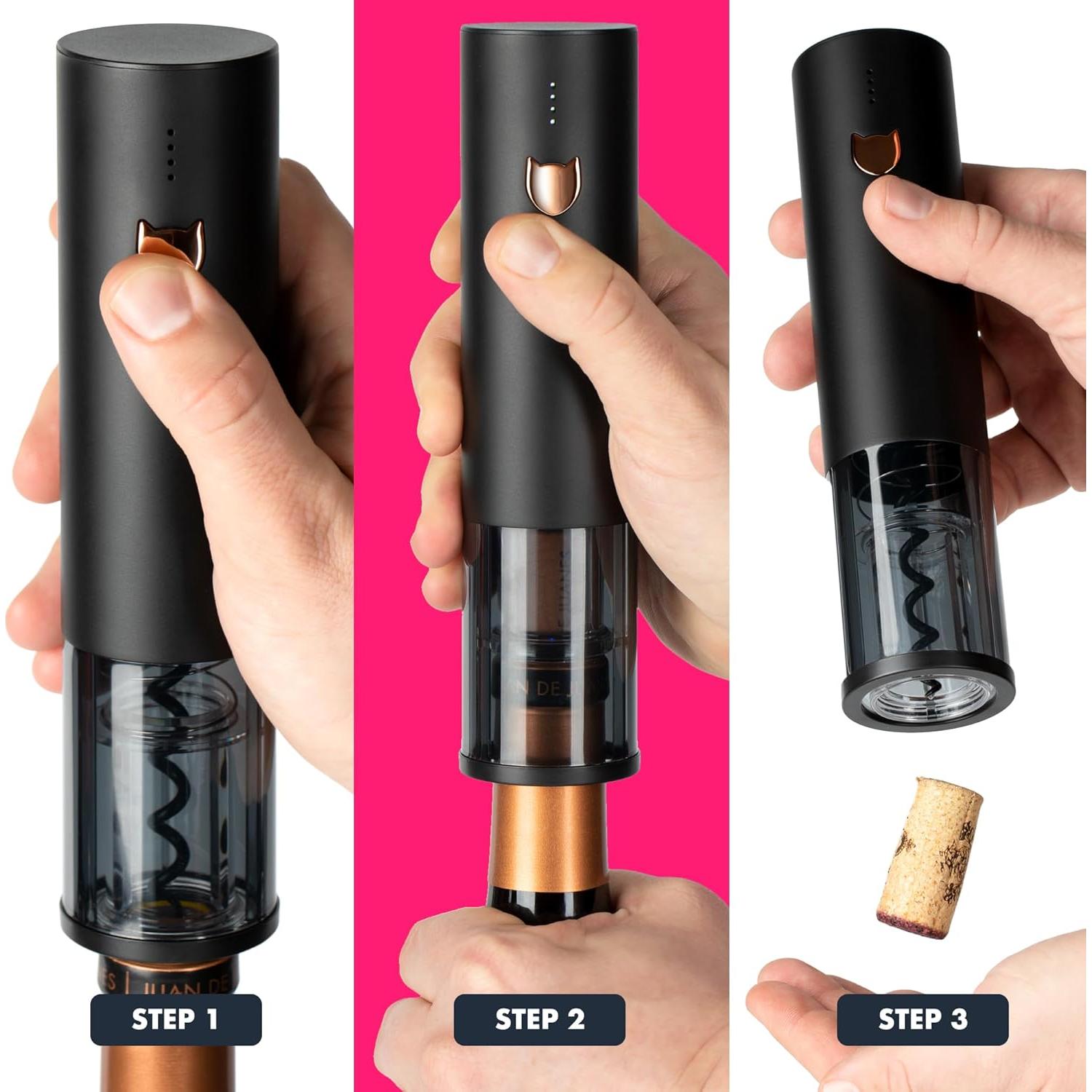 Abridor de Vino Eléctrico VINABON EWO2 Recargable con Cortador