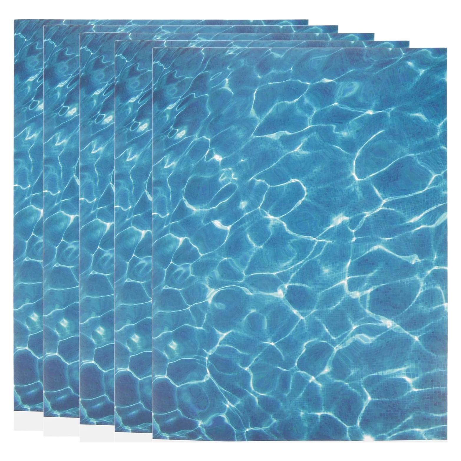 Hojas de Ondas de Agua Tofficu - 5 Stickers Azul 29.5x21cm