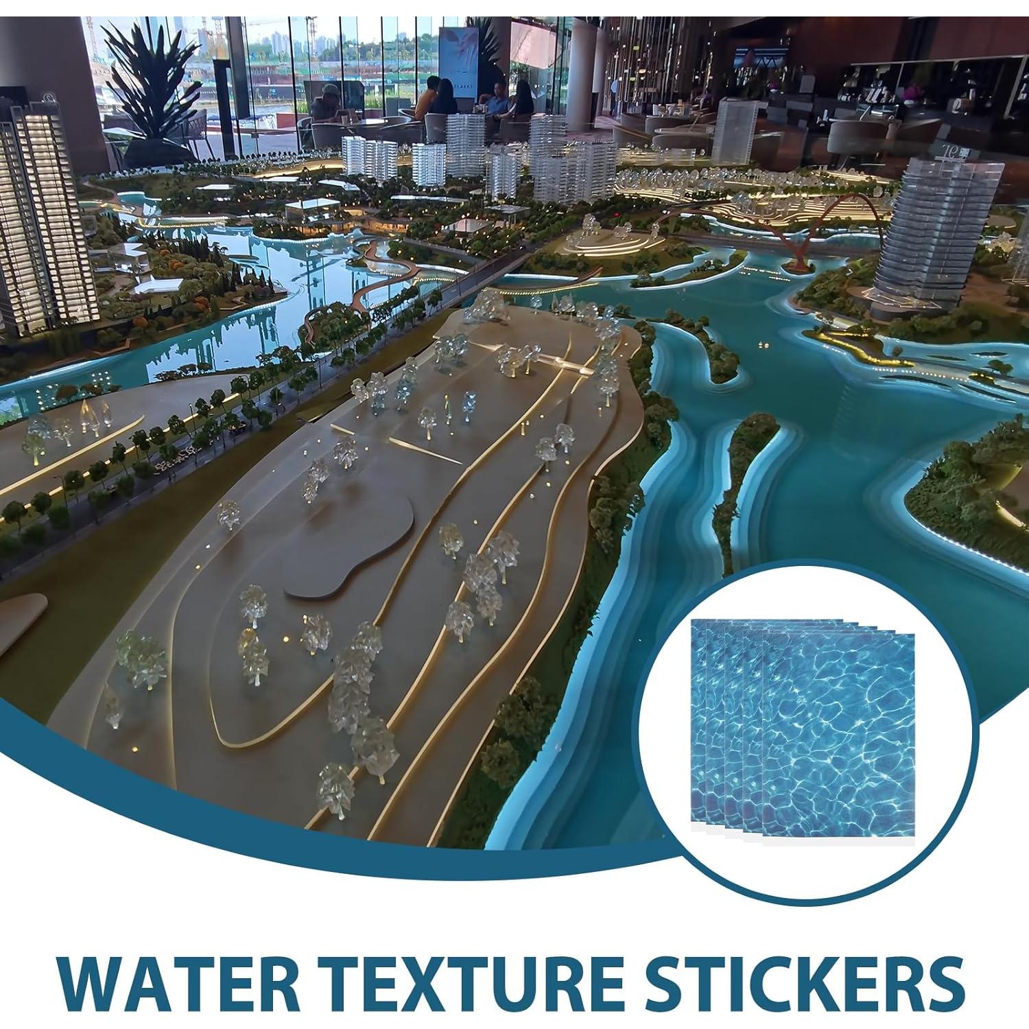 Hojas de Ondas de Agua Tofficu - 5 Stickers Azul 29.5x21cm