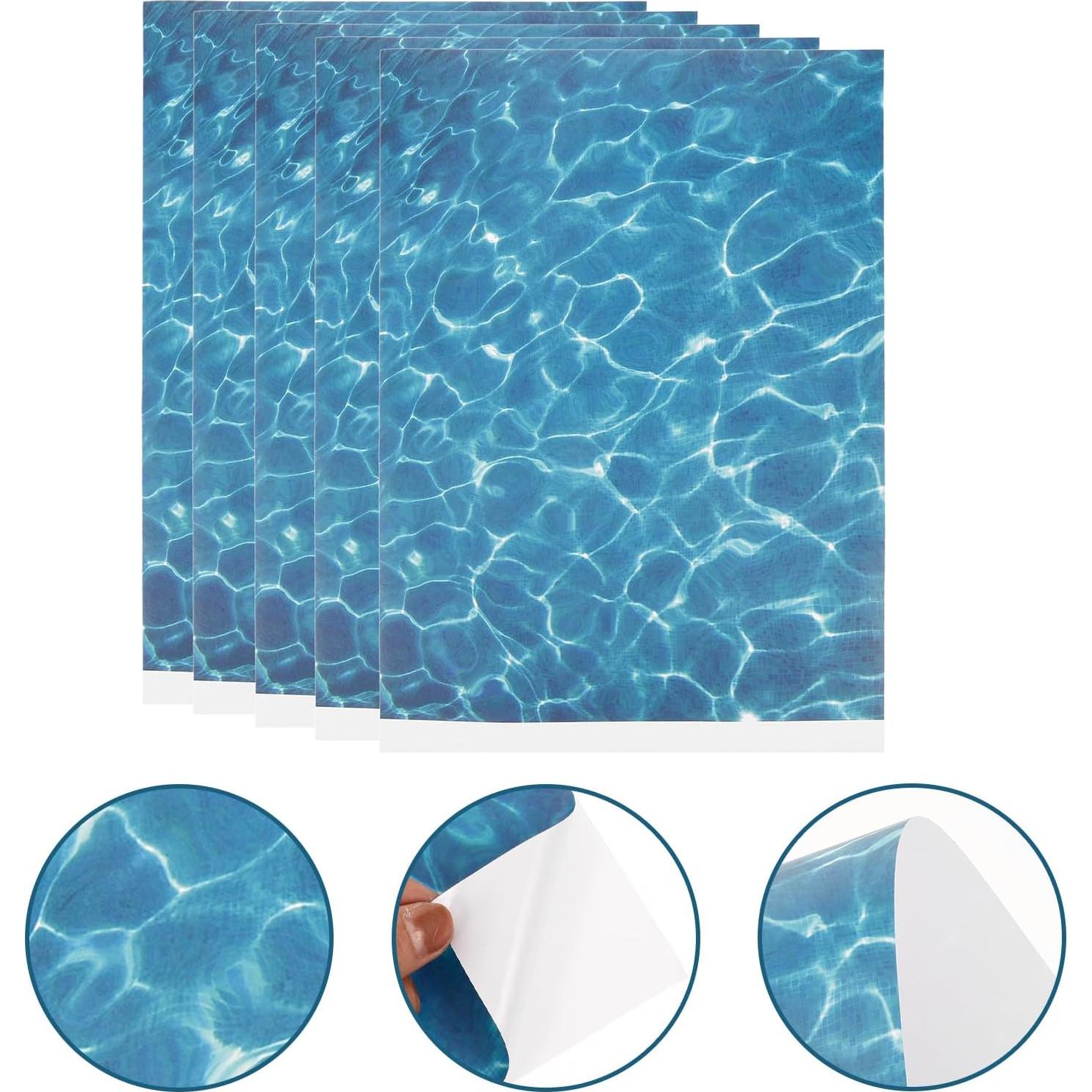 Hojas de Ondas de Agua Tofficu - 5 Stickers Azul 29.5x21cm