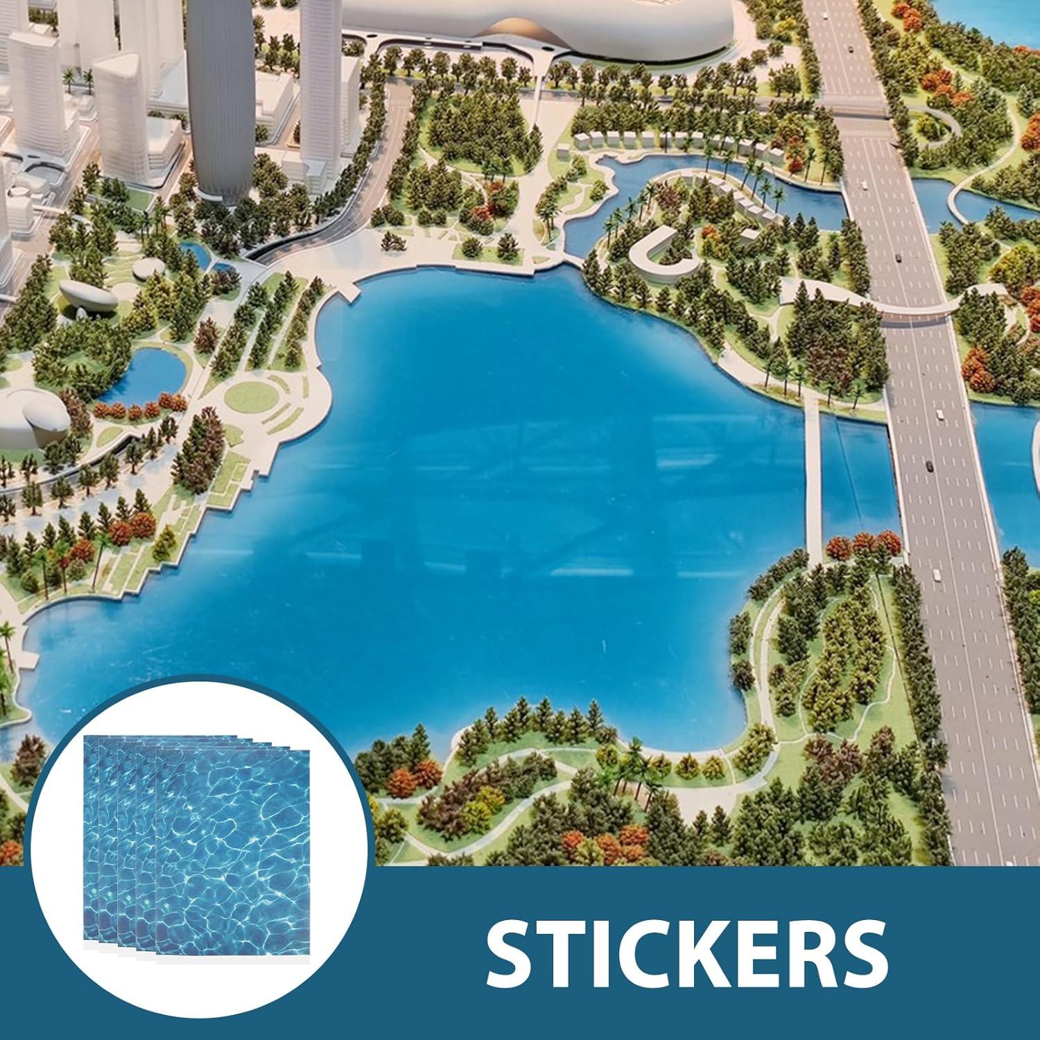 Hojas de Ondas de Agua Tofficu - 5 Stickers Azul 29.5x21cm