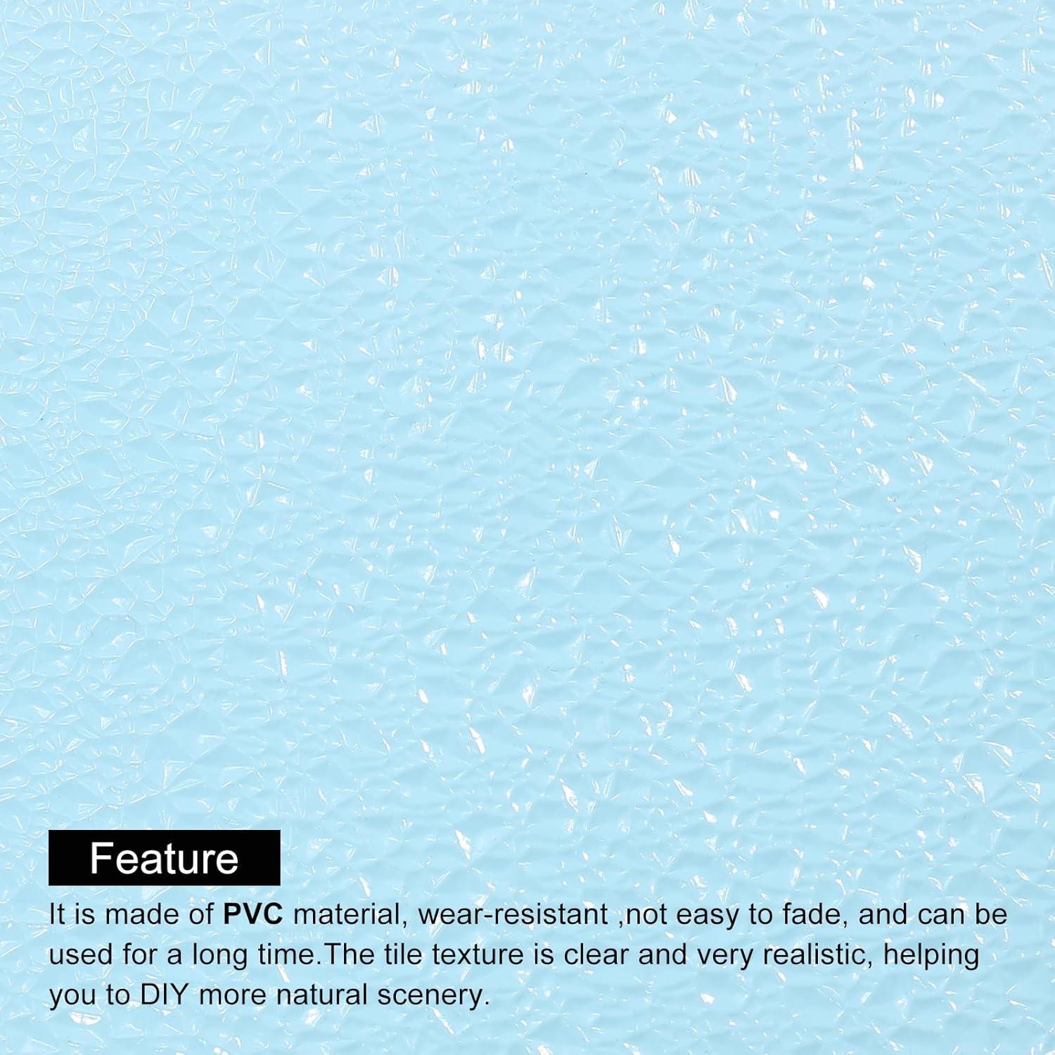 MECCANIXITY PVC Ripple Water Sheet Miniature Roof Tiles Mini Dolls Houses Set for DIY Model Dolls Houses Garden Sand Table Light Blue Lake Pattern 55x35cm/2.16x1.38