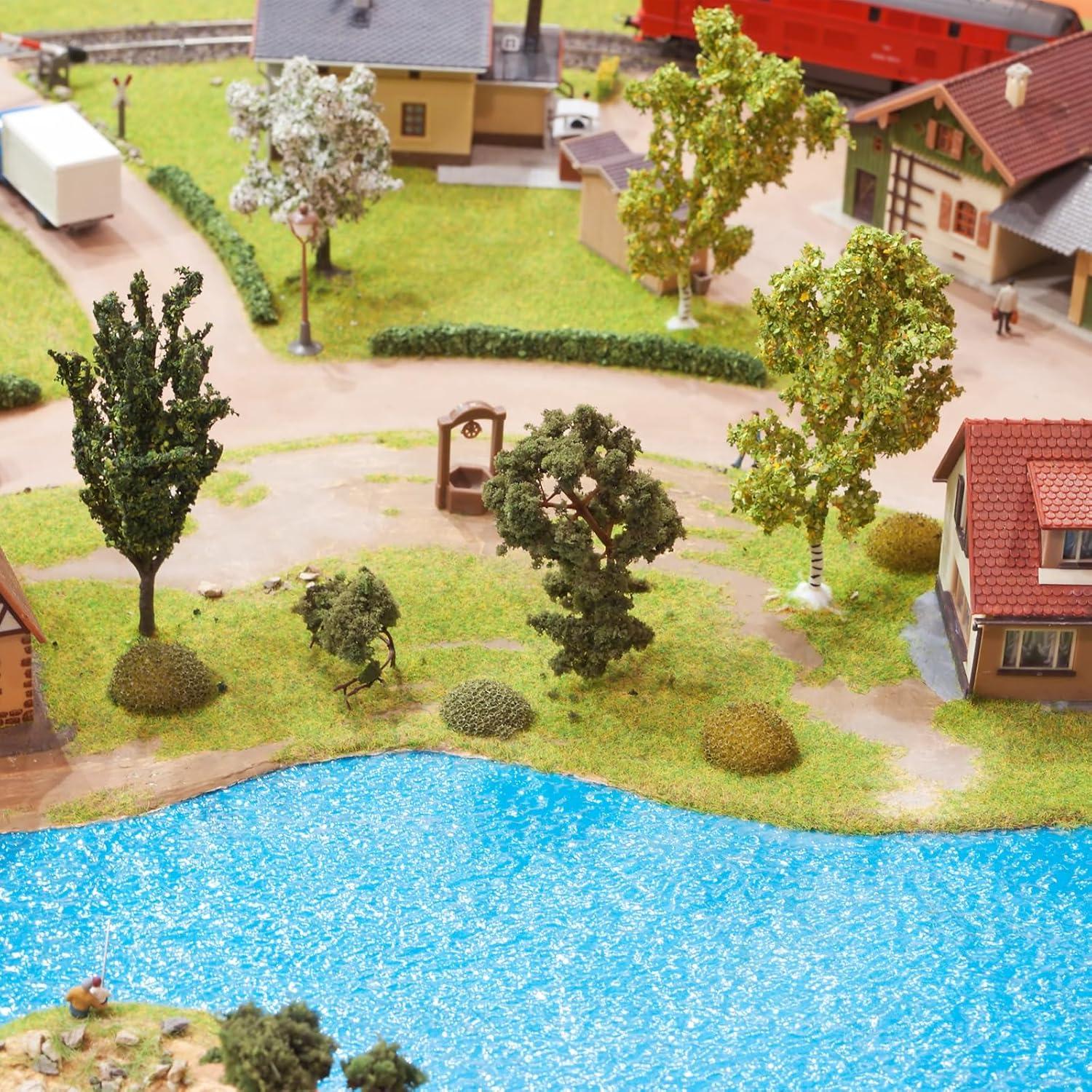 MECCANIXITY PVC Ripple Water Sheet Miniature Roof Tiles Mini Dolls Houses Set for DIY Model Dolls Houses Garden Sand Table Light Blue Lake Pattern 55x35cm/2.16x1.38