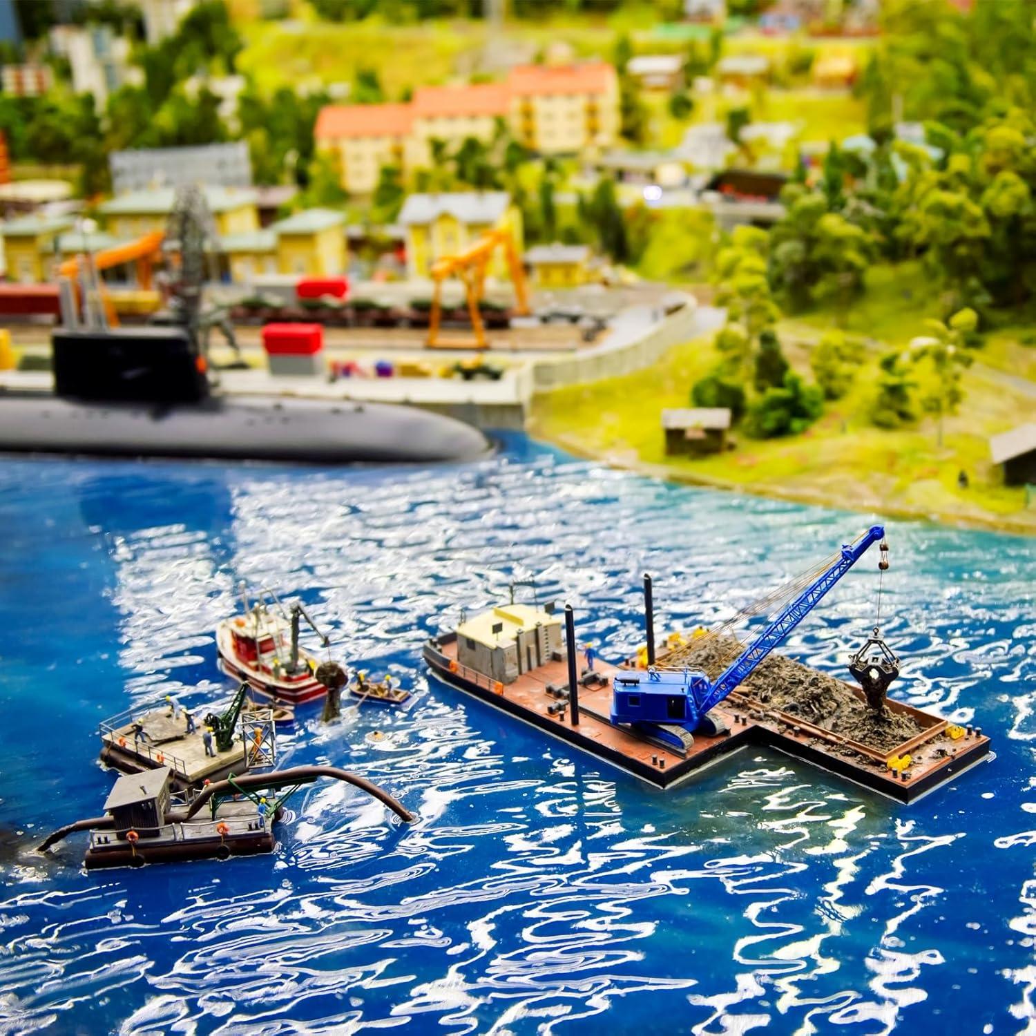 MECCANIXITY PVC Ripple Water Sheet Miniature Roof Tiles Mini Dolls Houses Set for DIY Model Dolls Houses Garden Sand Table Light Blue Lake Pattern 55x35cm/2.16x1.38