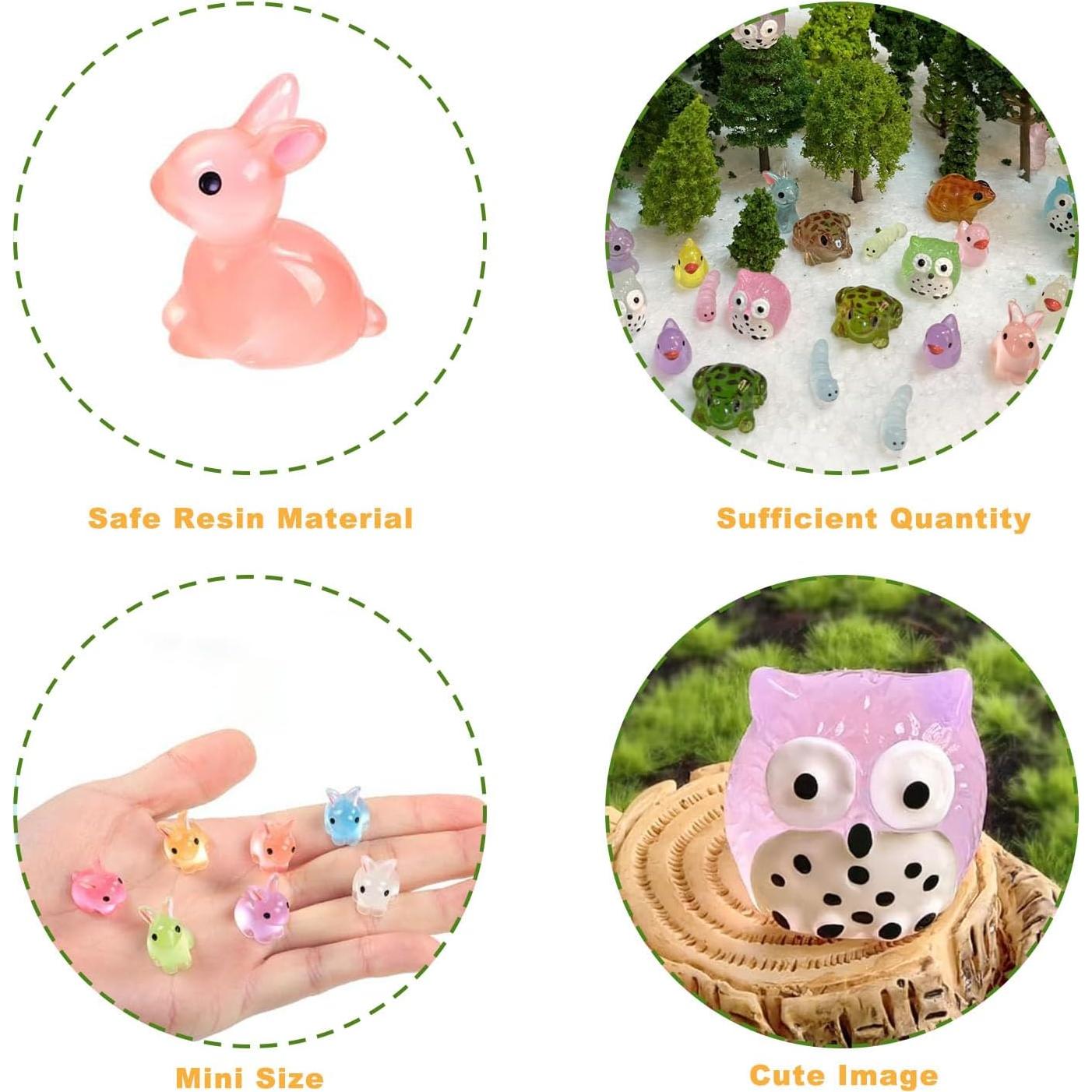 55 Piezas Árboles en Miniatura y Figuras de Animales Luminosa