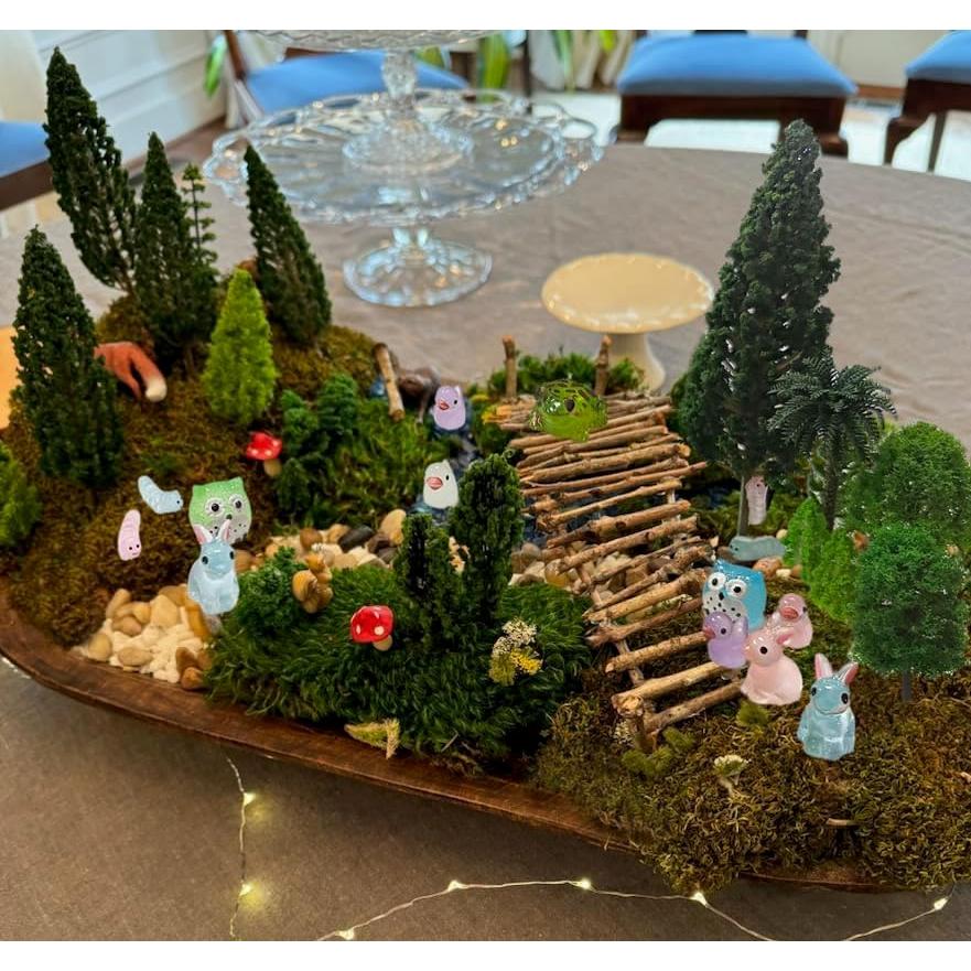 55 Piezas Árboles en Miniatura y Figuras de Animales Luminosa