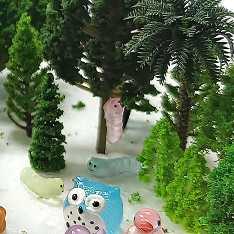 55 Piezas Árboles en Miniatura y Figuras de Animales Luminosa