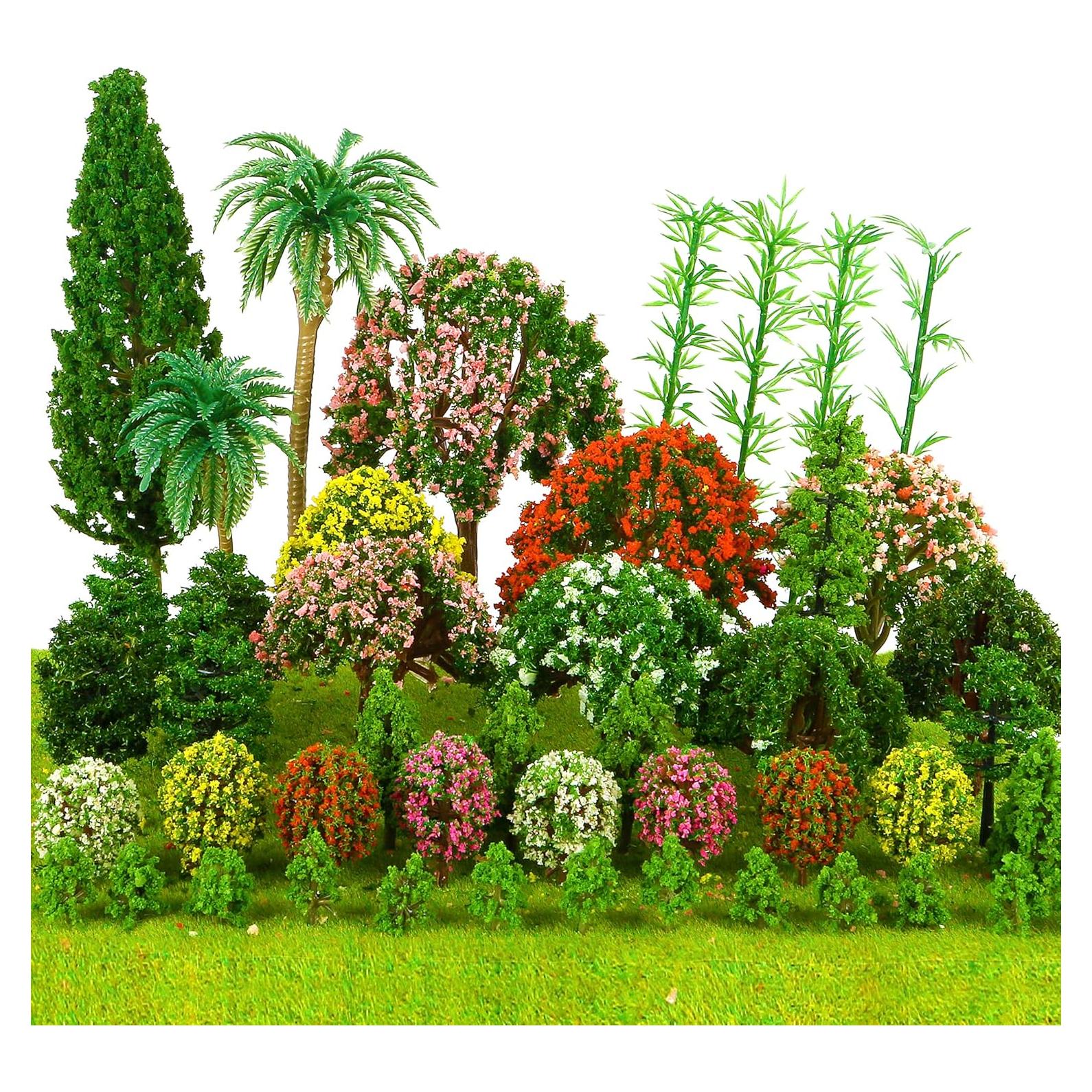 60 Árboles Miniatura Mixtos MOMOONNON para Diorama 3-15 cm