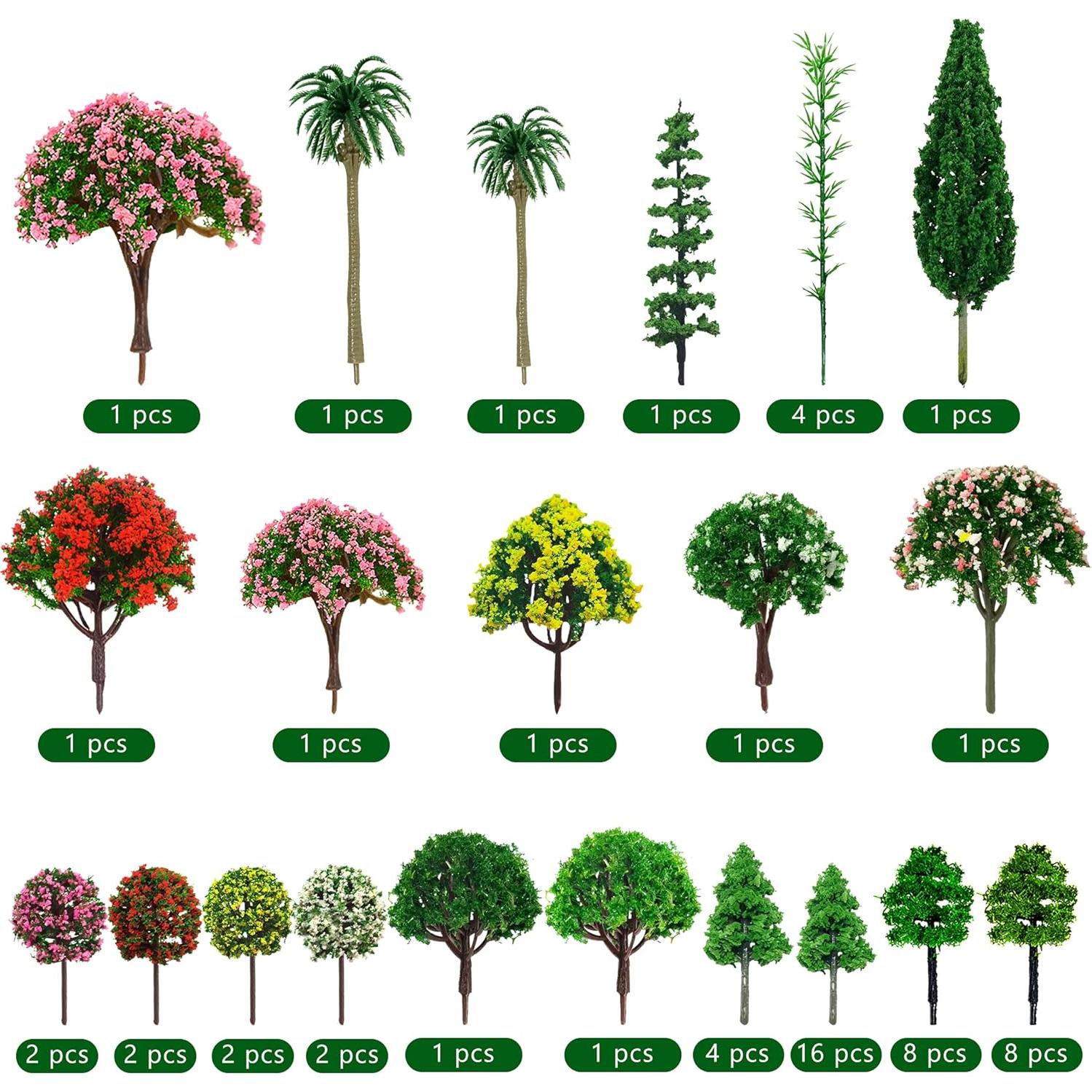 60 Árboles Miniatura Mixtos MOMOONNON para Diorama 3-15 cm