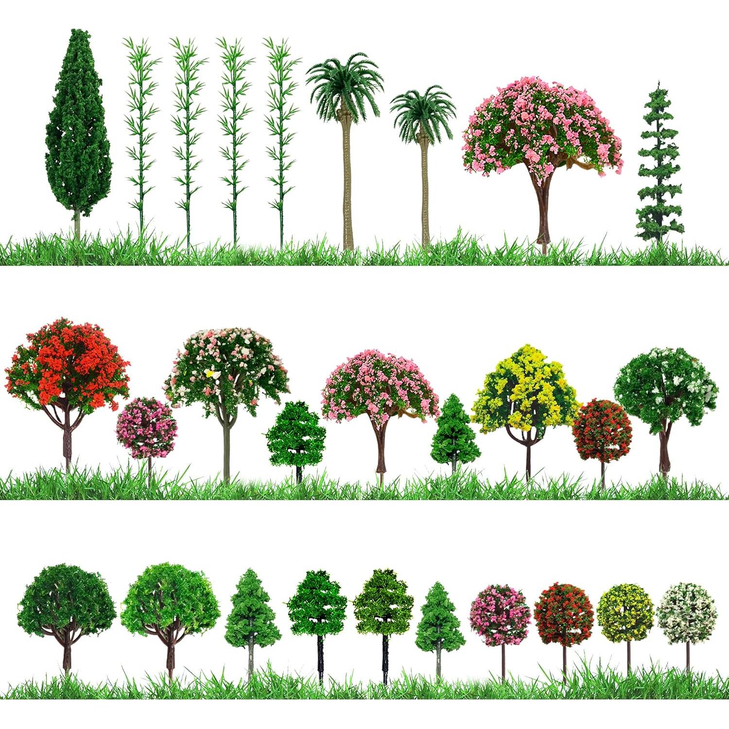 60 Árboles Miniatura Mixtos MOMOONNON para Diorama 3-15 cm