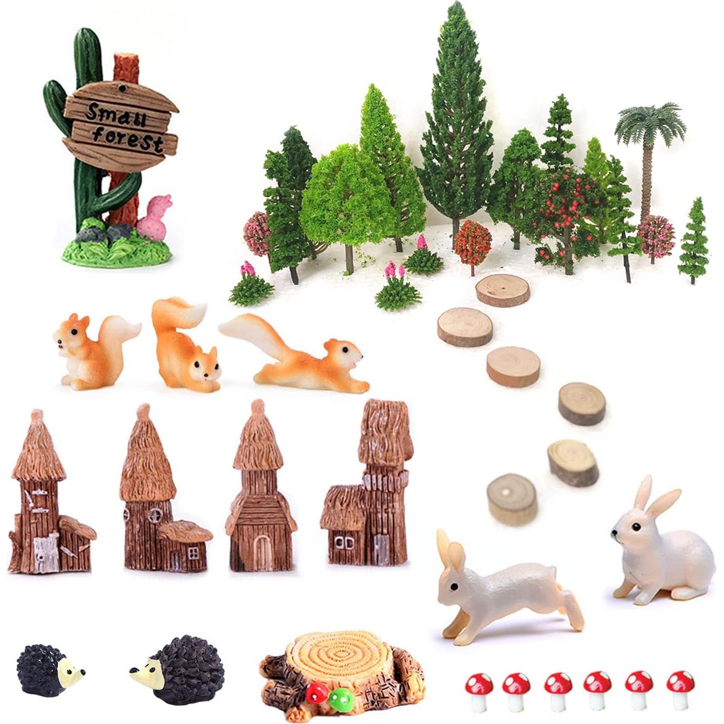 42 Piezas Árboles y Animales para Escenografía de Modelos