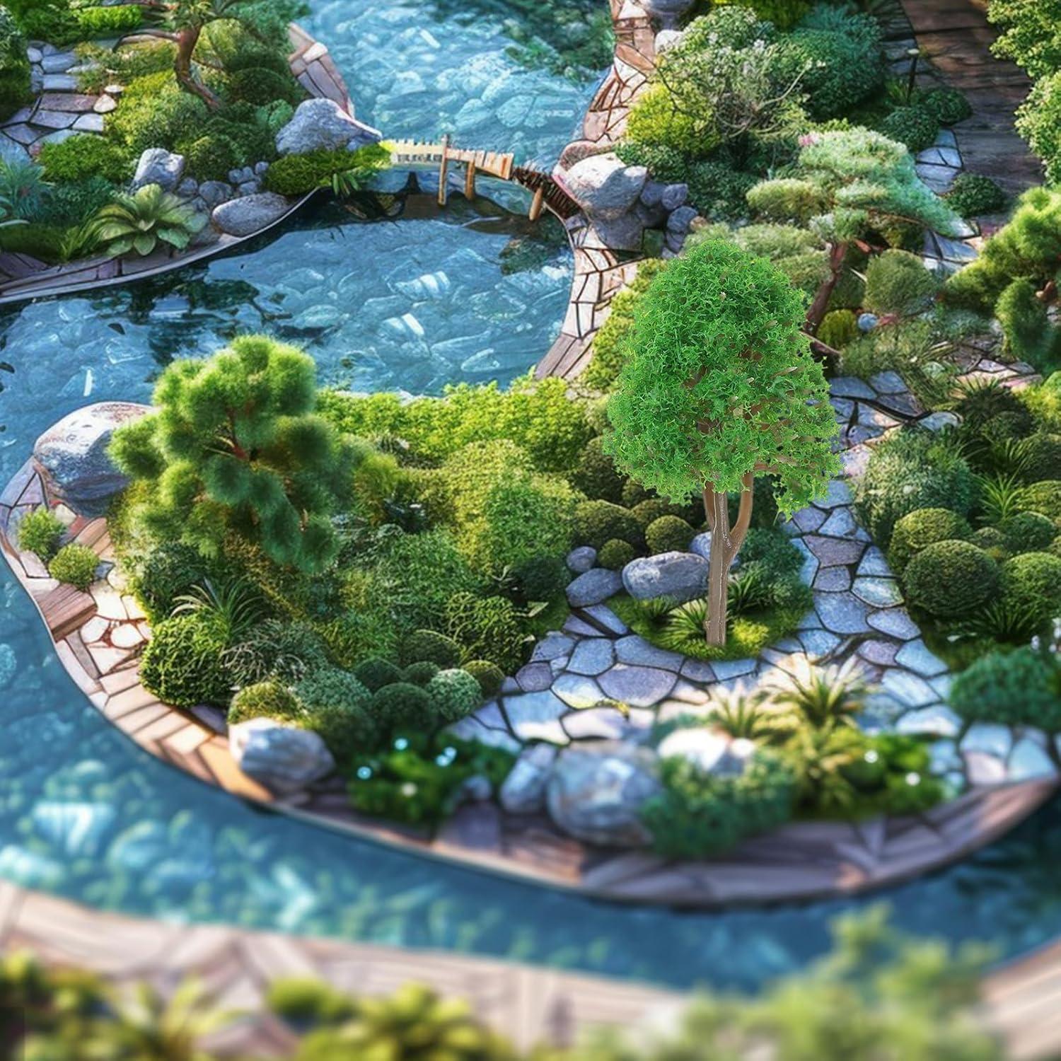 20 Árboles Modelo Paisaje 1:150 NUOLUX 7.5cm Verde