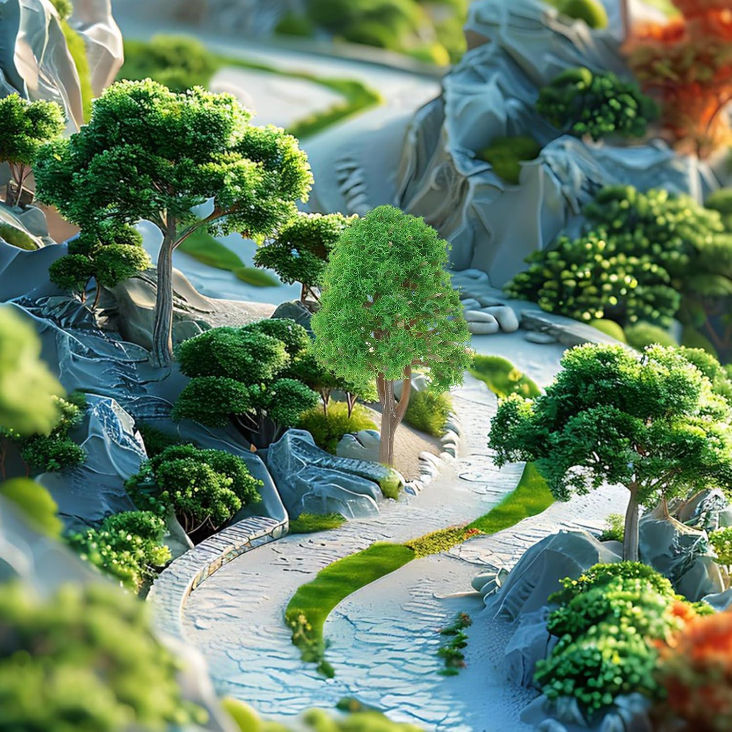 20 Árboles Modelo Paisaje 1:150 NUOLUX 7.5cm Verde