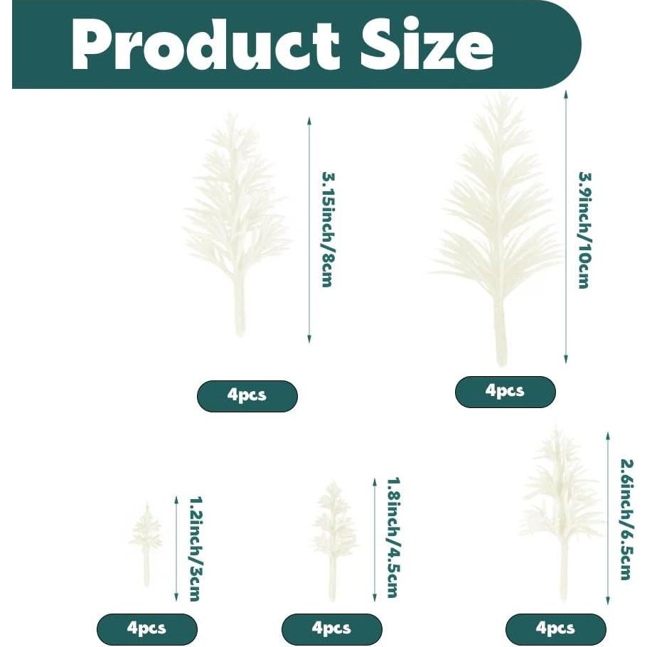 Mini Árboles Falsos LUEYAO 20 PCS Escenografía DIY Blanco