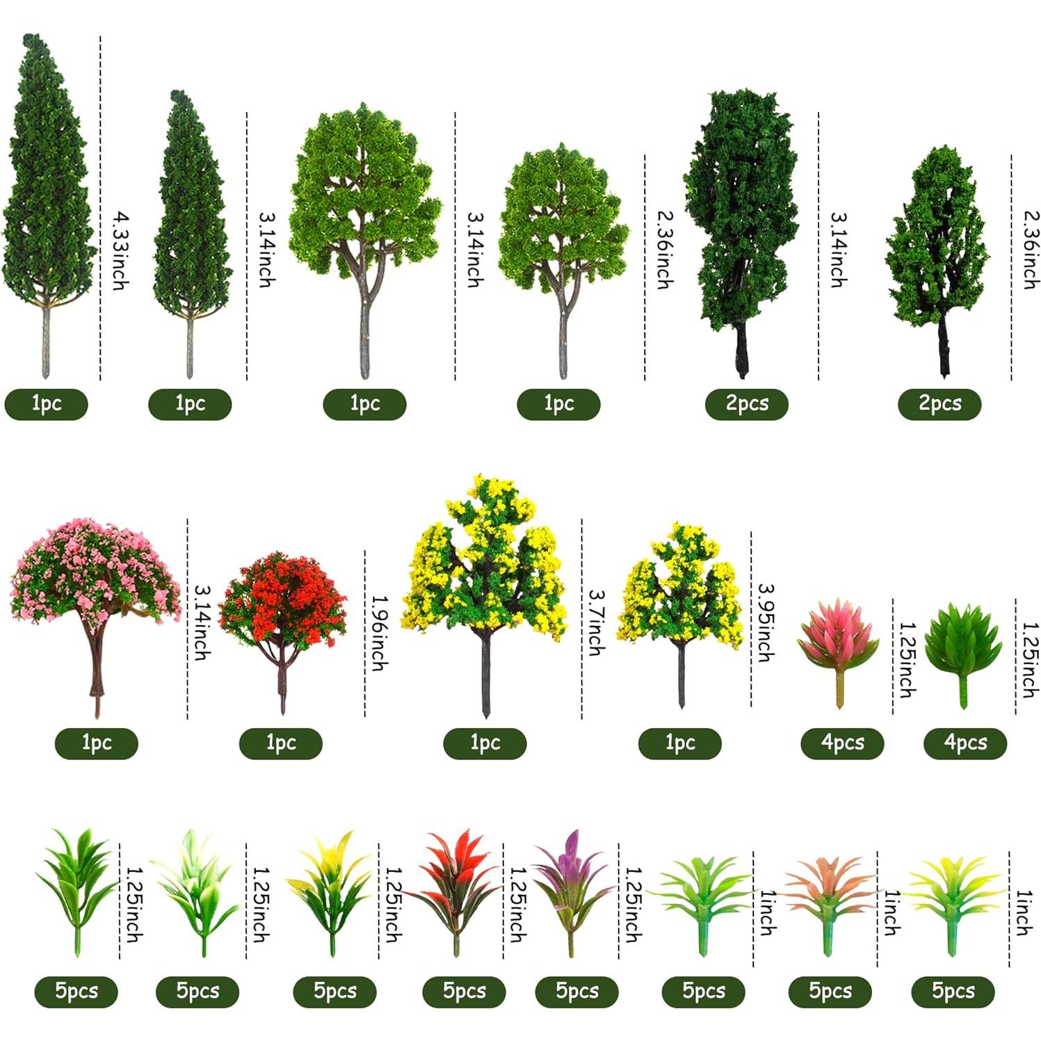 60 Piezas Mini Árboles y Plantas Falsas para Diorama DIY