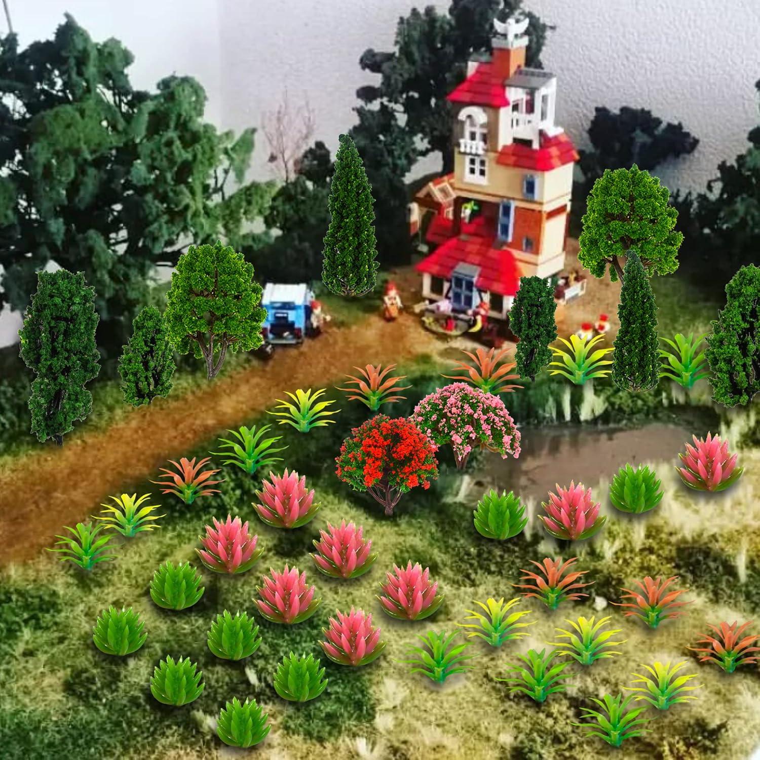 60 Piezas Mini Árboles y Plantas Falsas para Diorama DIY
