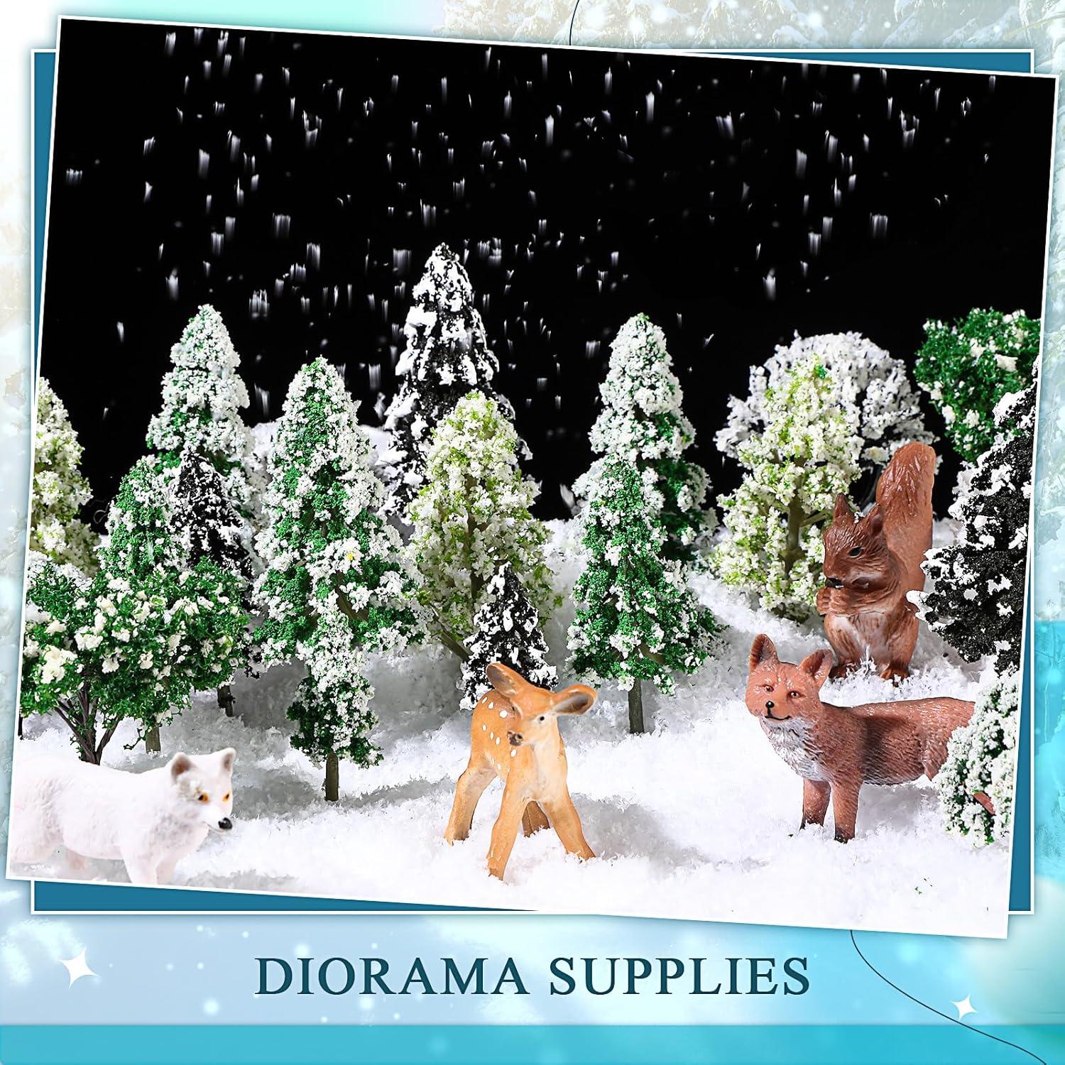 28 Árboles Miniatura Nevados Canlierr para Diorama y Manualidades