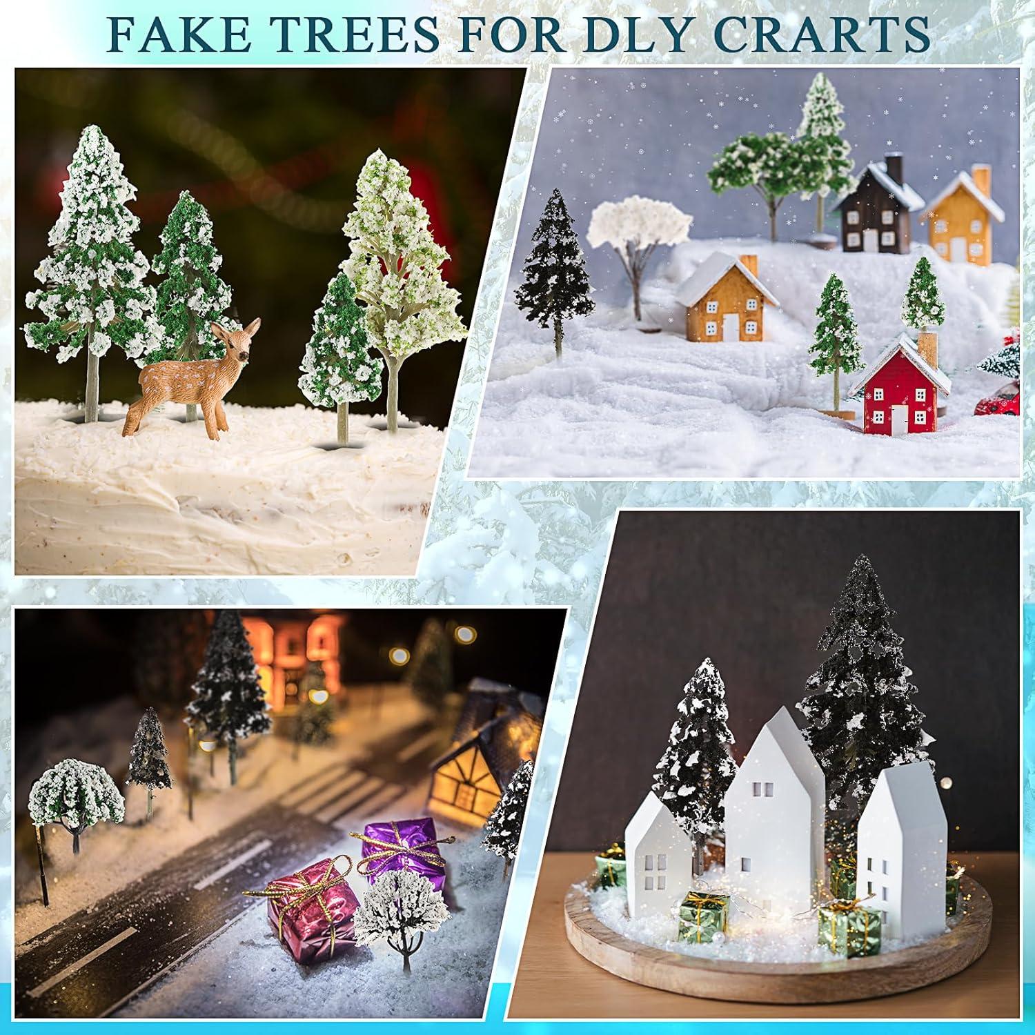 28 Árboles Miniatura Nevados Canlierr para Diorama y Manualidades