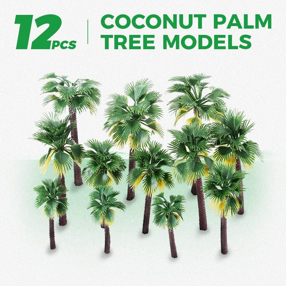 Yetaha 12PCS Árboles Artificiales de Palma de Coco 7-16 cm