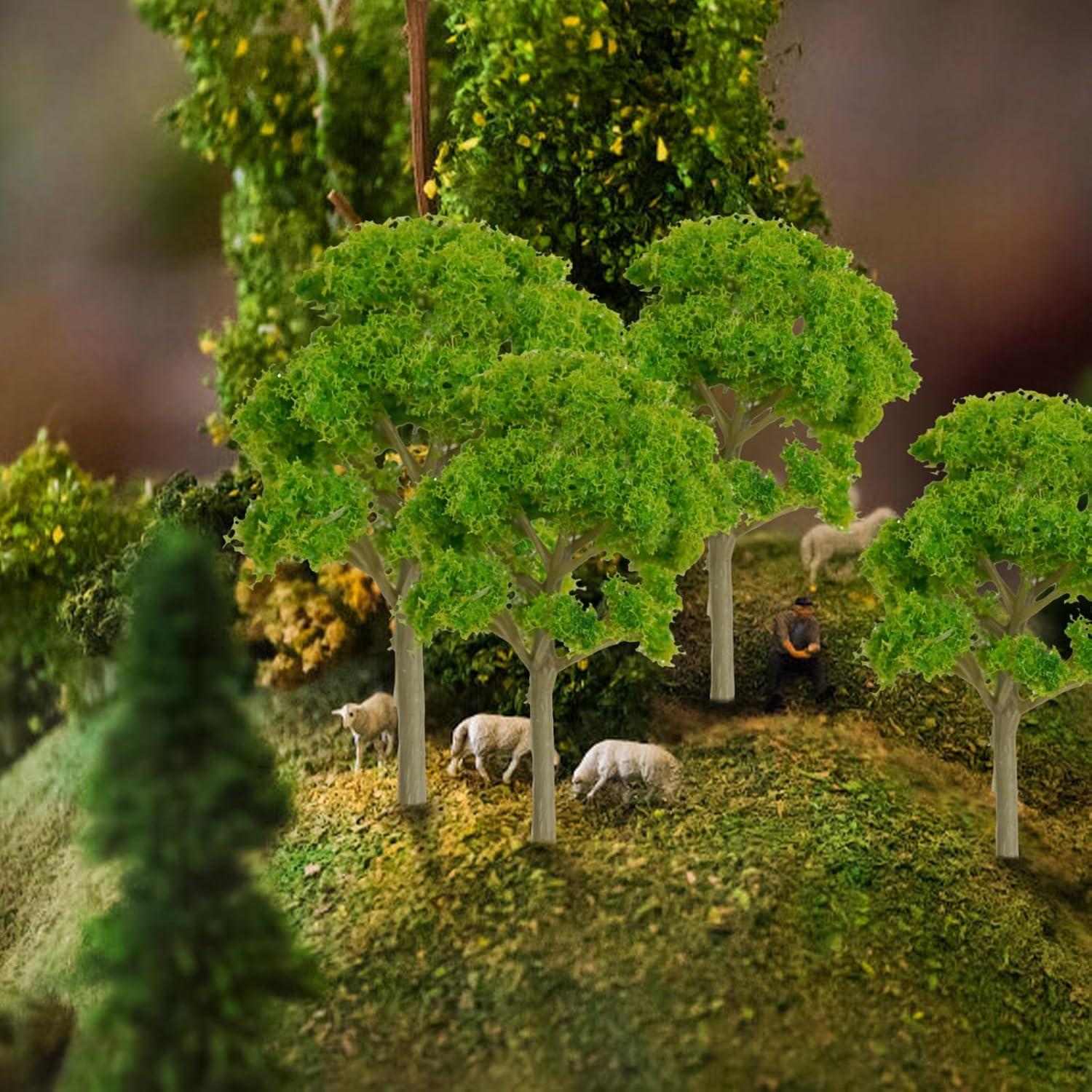 10 Árboles Miniatura Escala HO Drhomeam 9cm para Dioramas