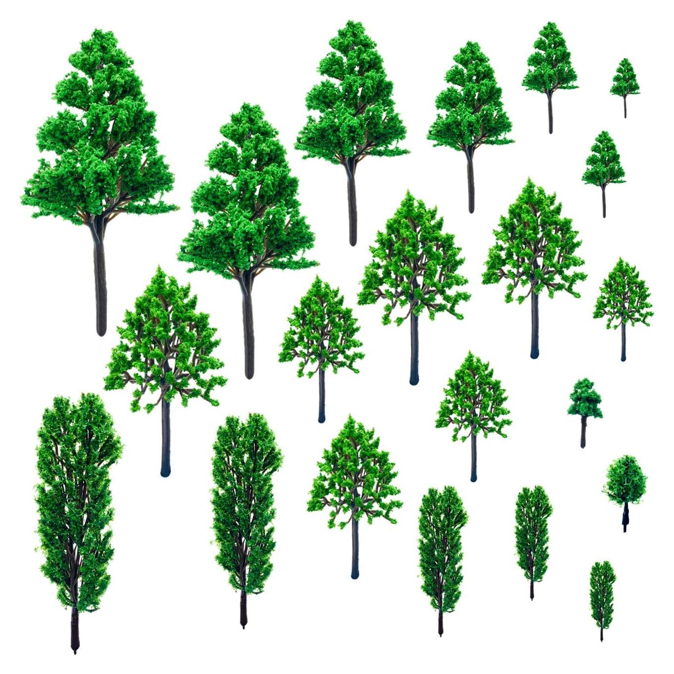 21 Piezas Árboles de Modelo ACKLLR 3-14 cm Verde Natural