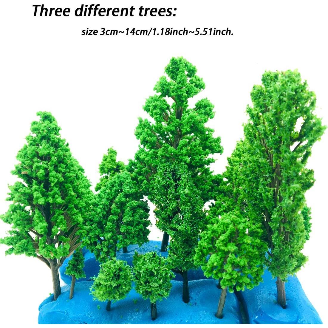 21 Piezas Árboles de Modelo ACKLLR 3-14 cm Verde Natural