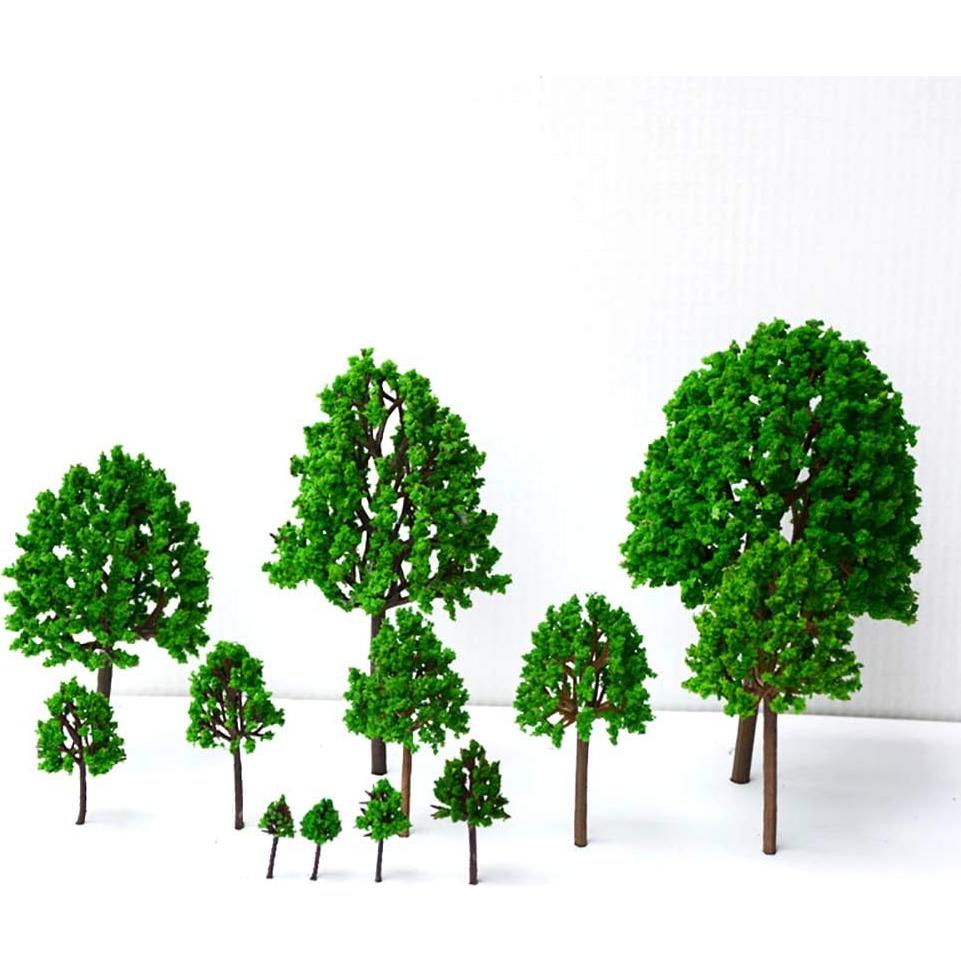 21 Piezas Árboles de Modelo ACKLLR 3-14 cm Verde Natural
