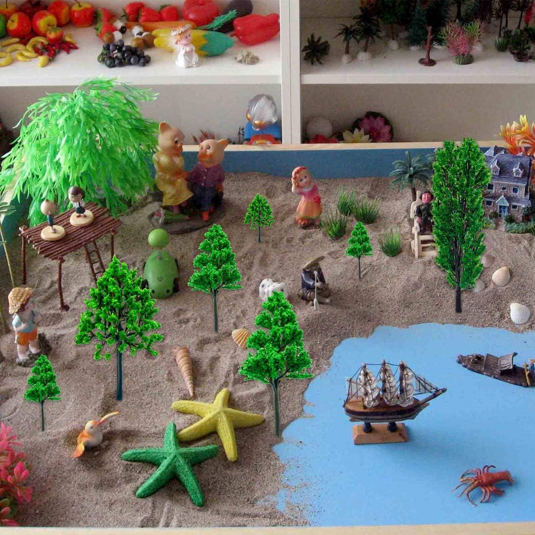 21 Piezas Árboles de Modelo ACKLLR 3-14 cm Verde Natural