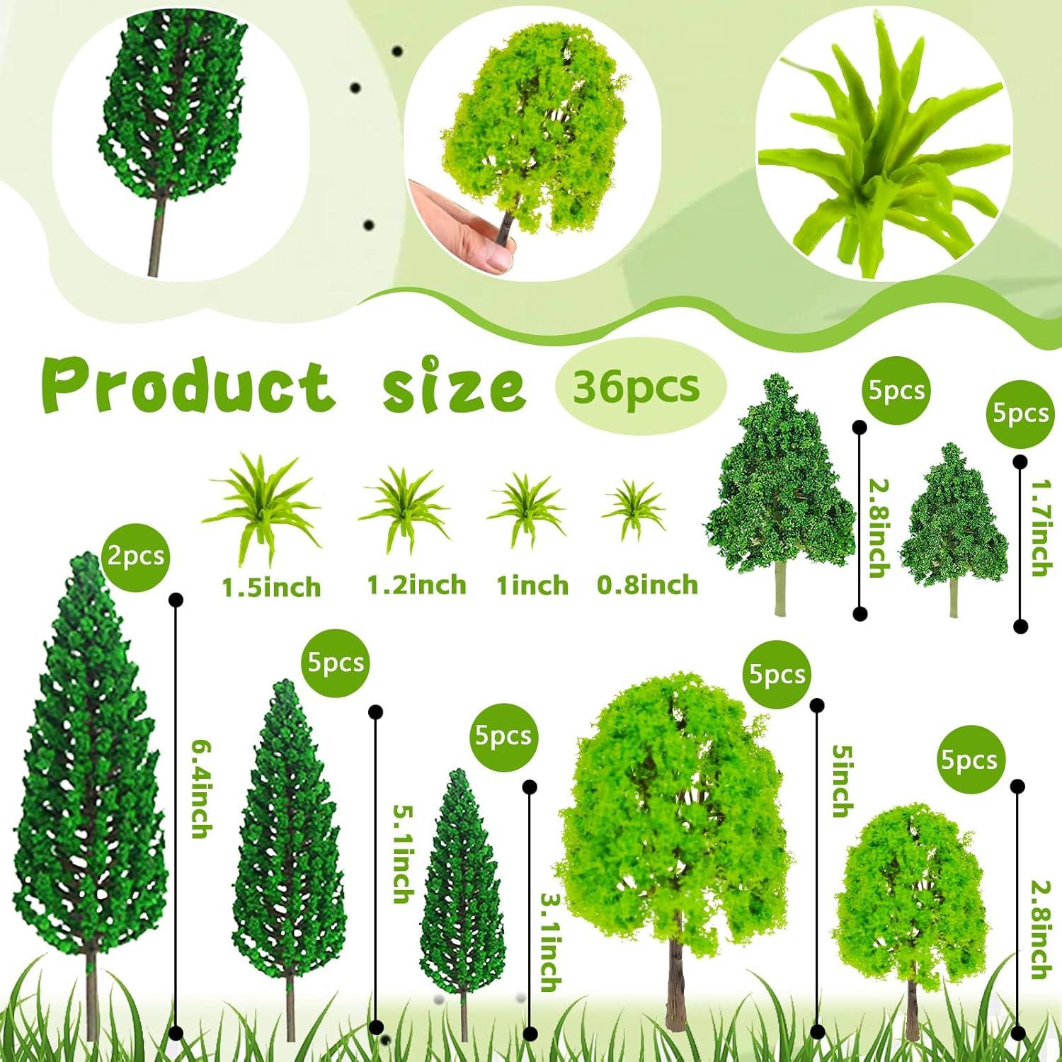Mini Árboles de Diorama Warmtree 36 Piezas 3.8-16 cm Verde