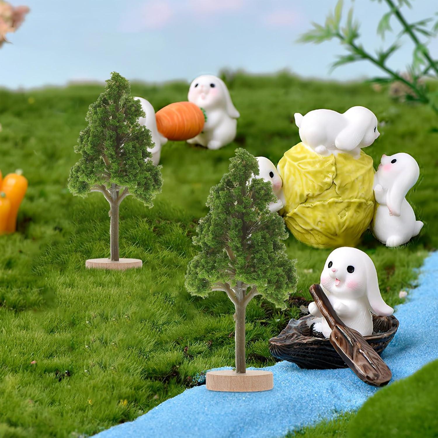 Kichvoe Mini Árboles 4Pcs para Dioramas 6x3cm Verde