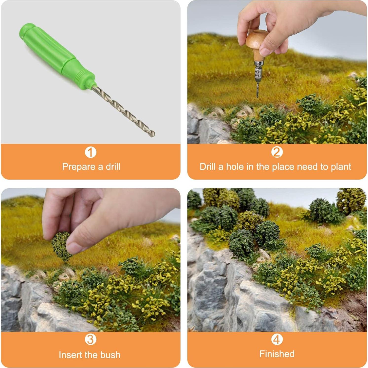 Arbustos Miniatura Evemodel para Escenografía 24 Piezas