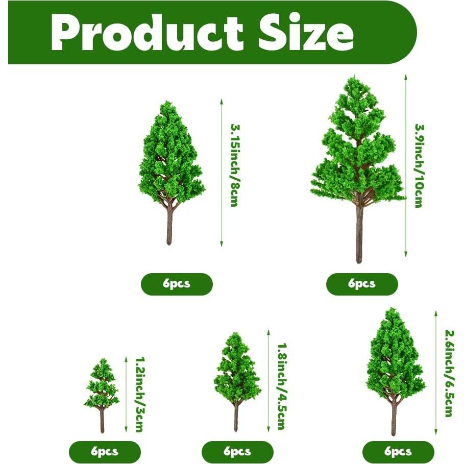 Miniaturas de Árboles Falsos LUEYAO 30 PCS Verde 3-10 cm