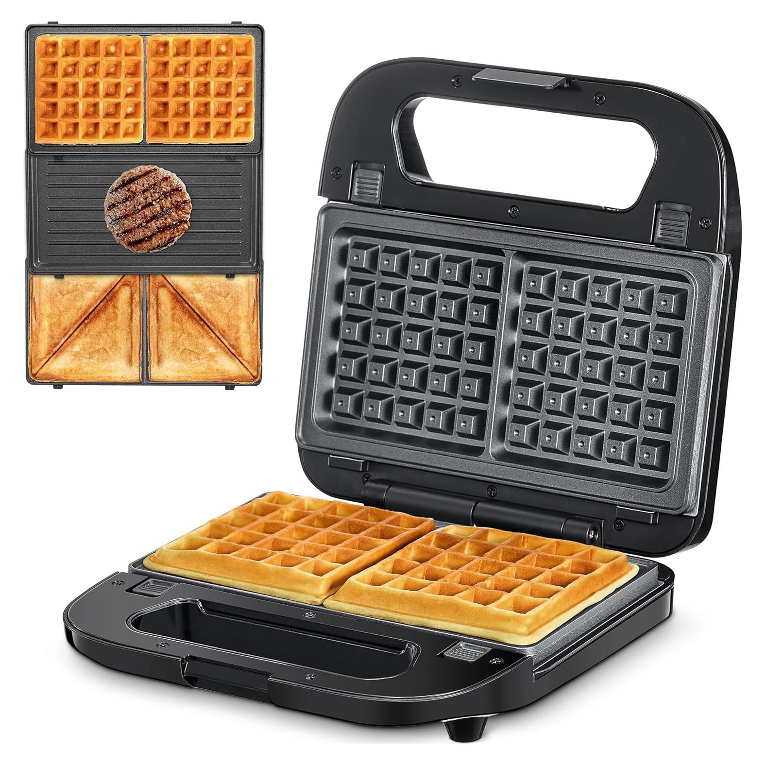 Horno de Waffles Reemix 3 en 1 con Placas Removibles
