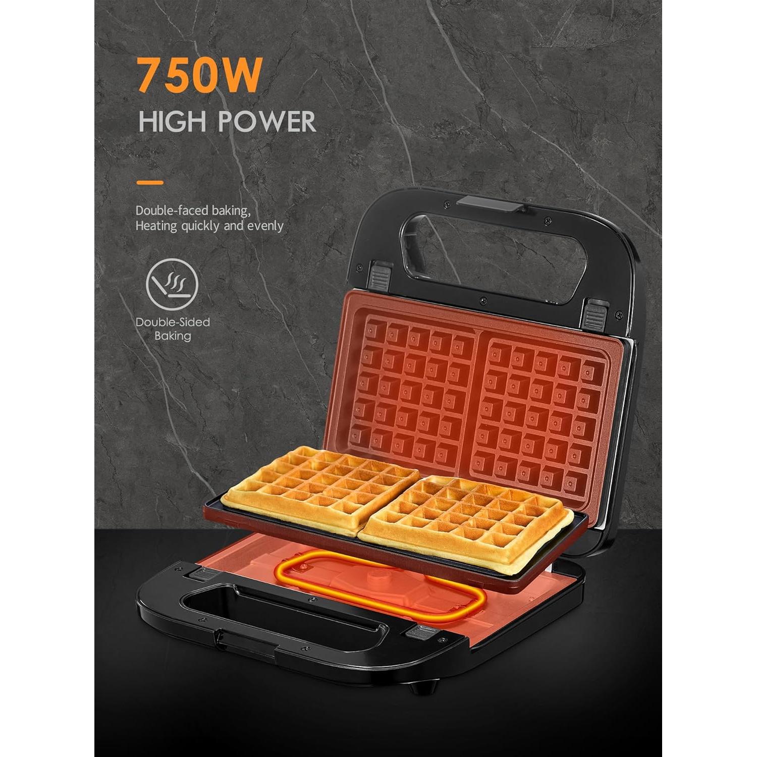Horno de Waffles Reemix 3 en 1 con Placas Removibles