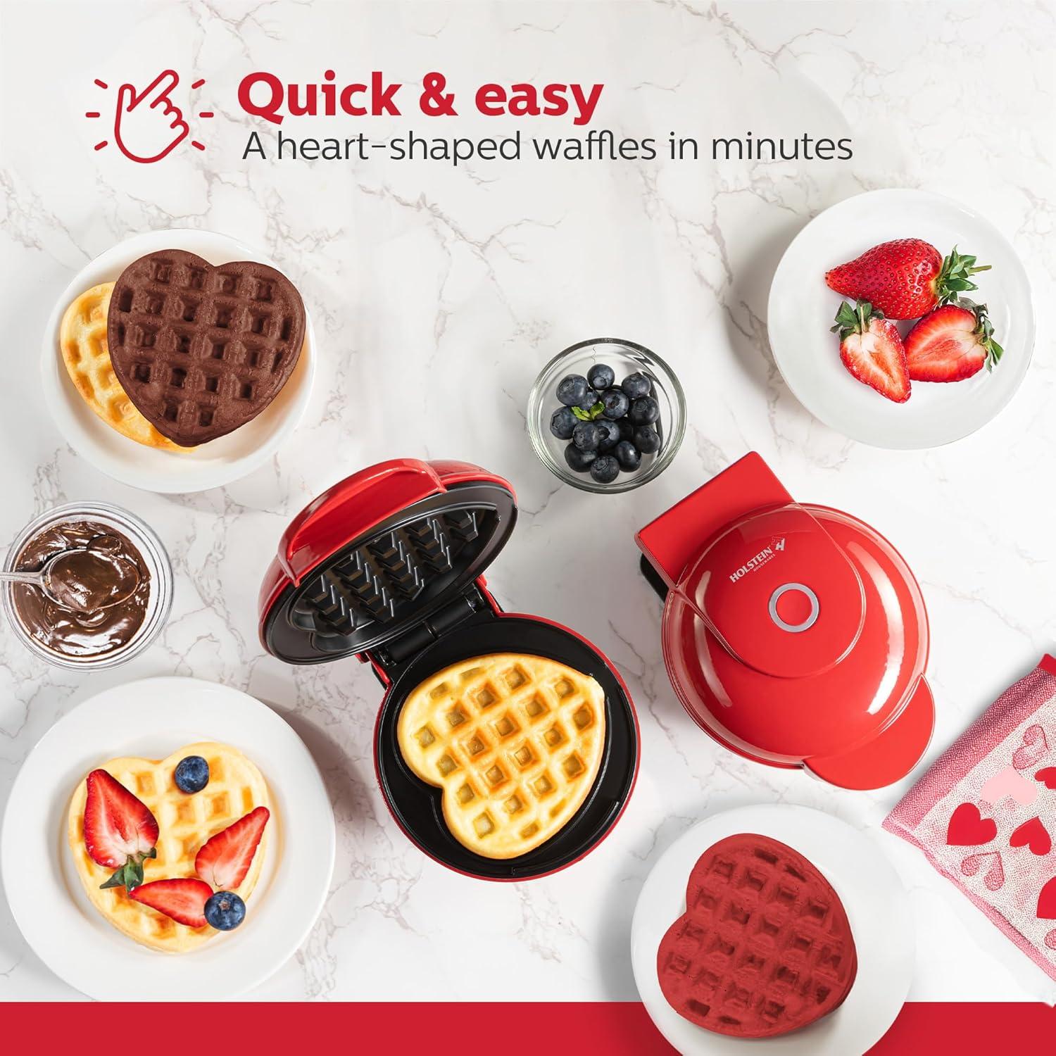 Horno de Waffles Holstein Housewares Corazón Rojo 10 cm