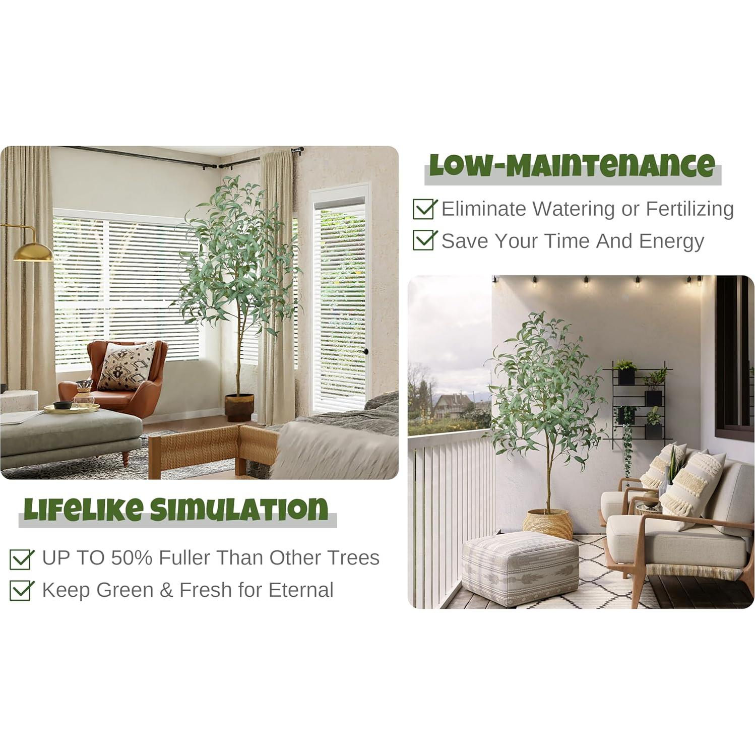 Árbol de Eucalipto Artificial Roselywed 213 cm Decoración