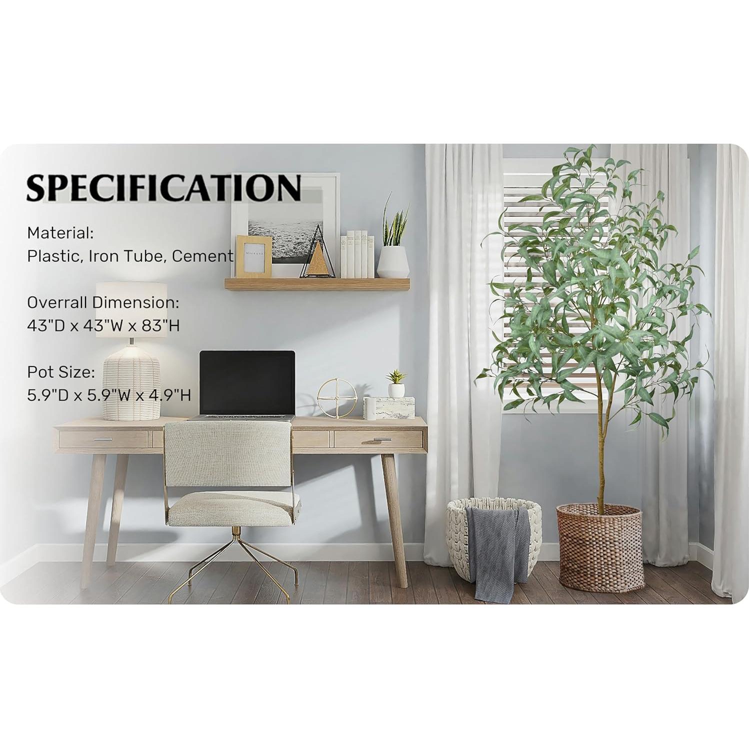 Árbol de Eucalipto Artificial Roselywed 213 cm Decoración