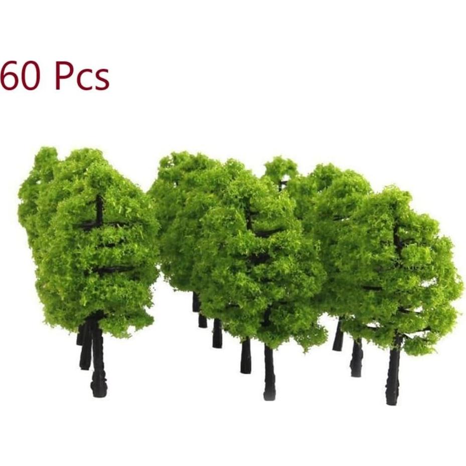 60 Árboles de Modelo Miniatura Plástico para Escenografía