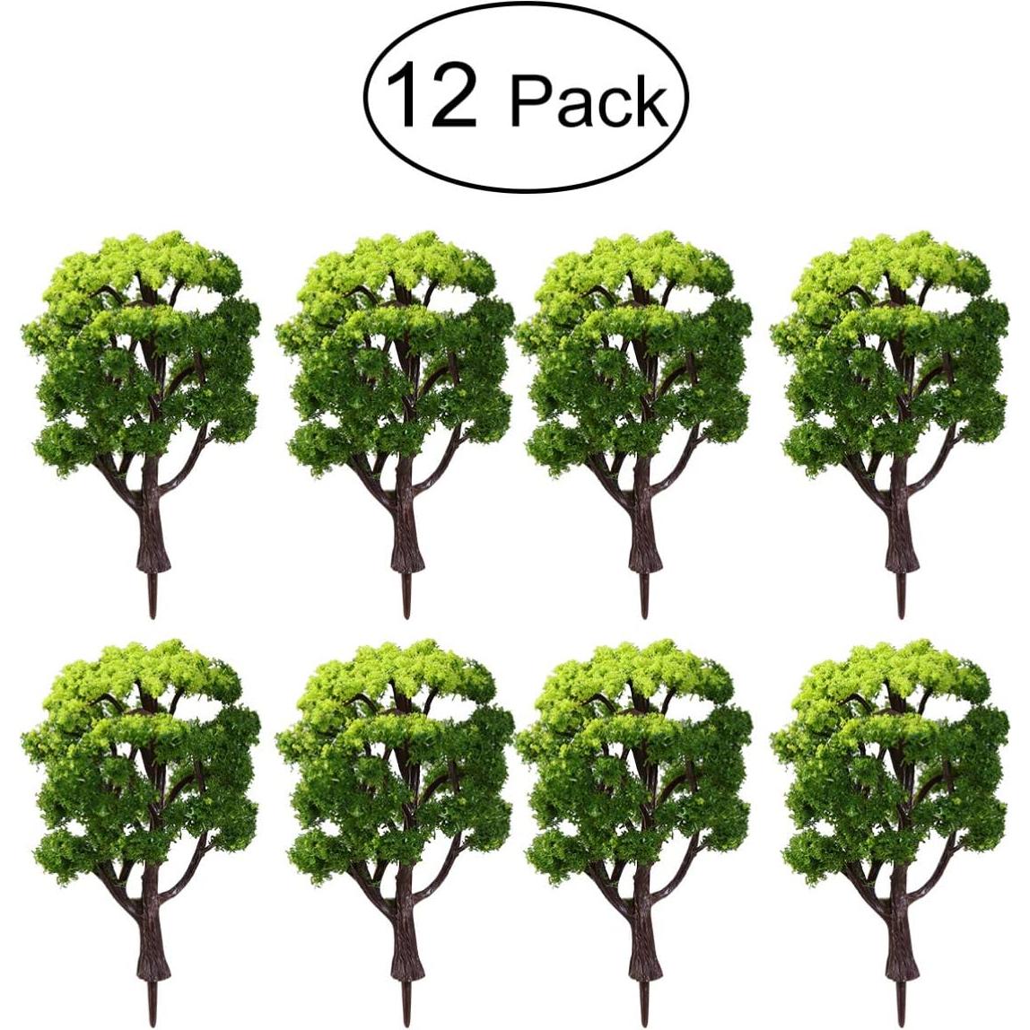 12 Árboles Miniatura Verdes FOMIYES 10 cm para Diorama