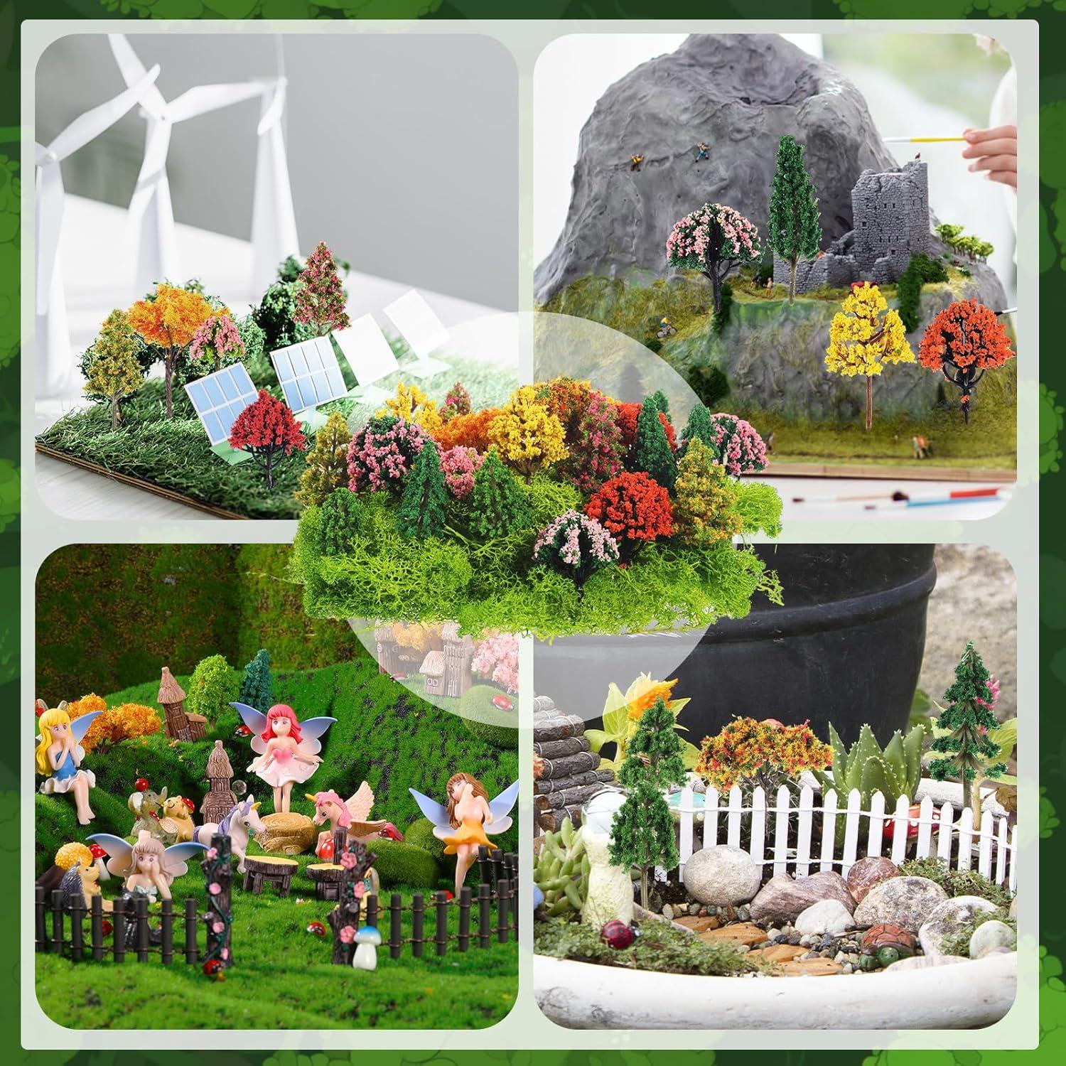 28 Piezas Mini Árboles Plásticos Canlierr para Diorama 4-8 cm