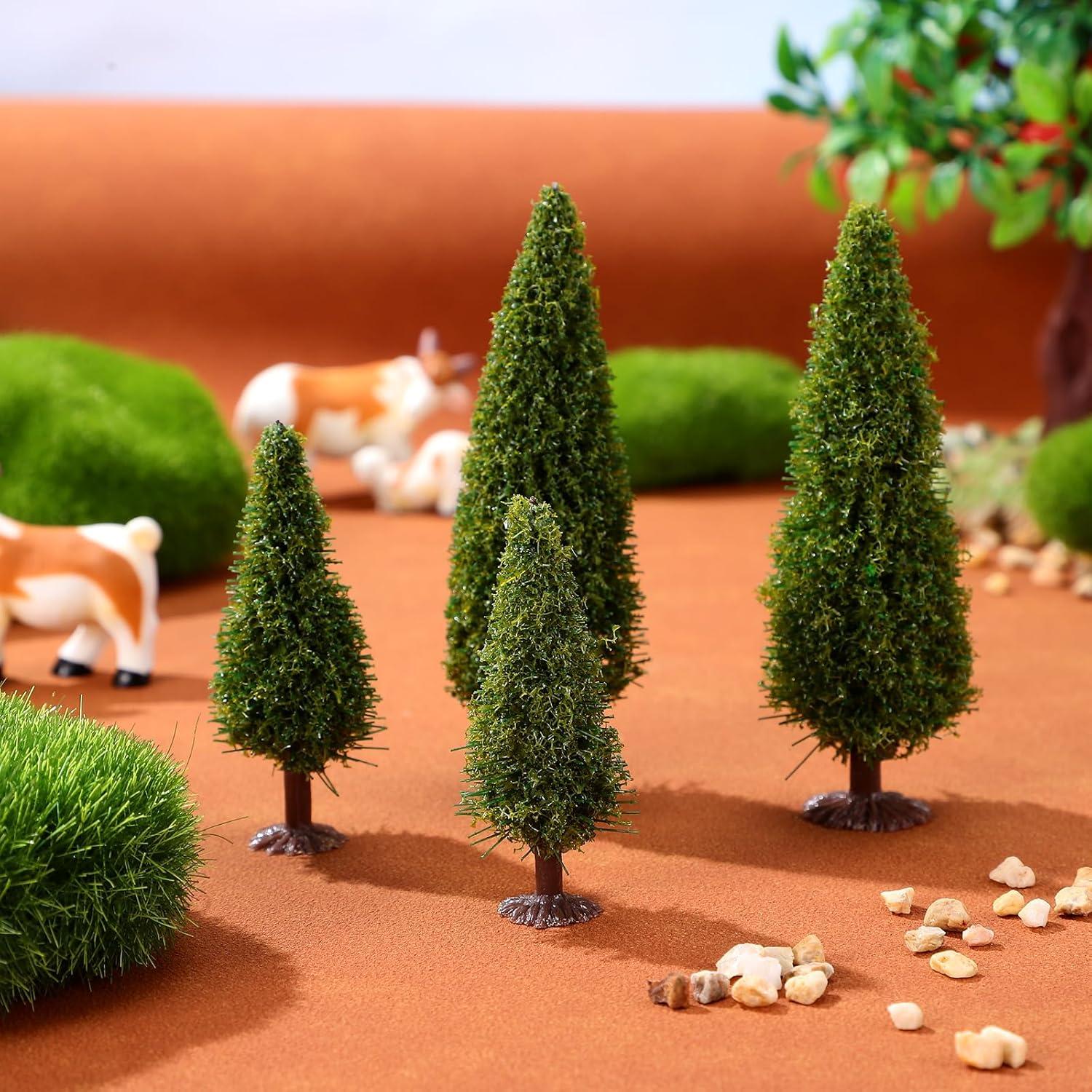 FAVOMOTO 15PCS Árboles Miniatura de Cedro Verde para Diorama