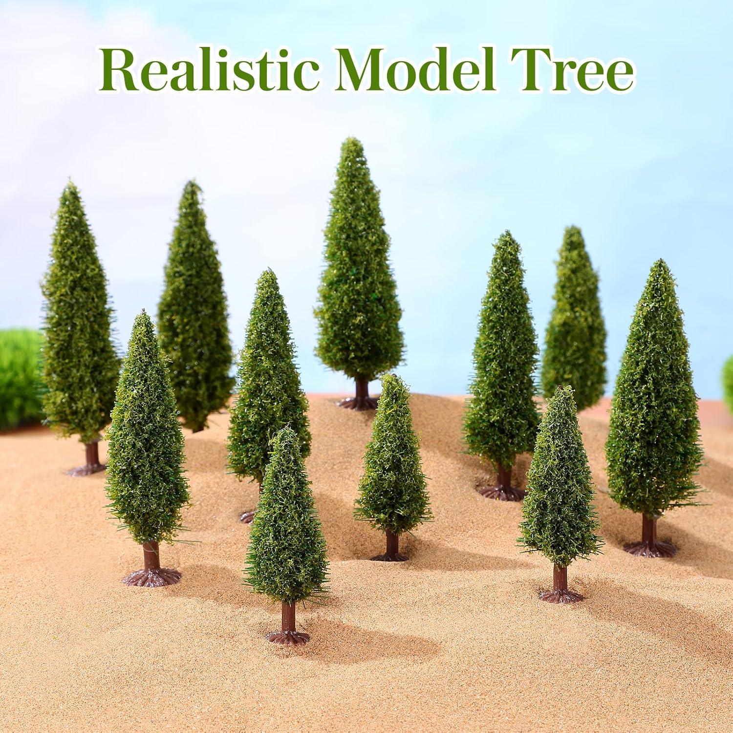 FAVOMOTO 15PCS Árboles Miniatura de Cedro Verde para Diorama
